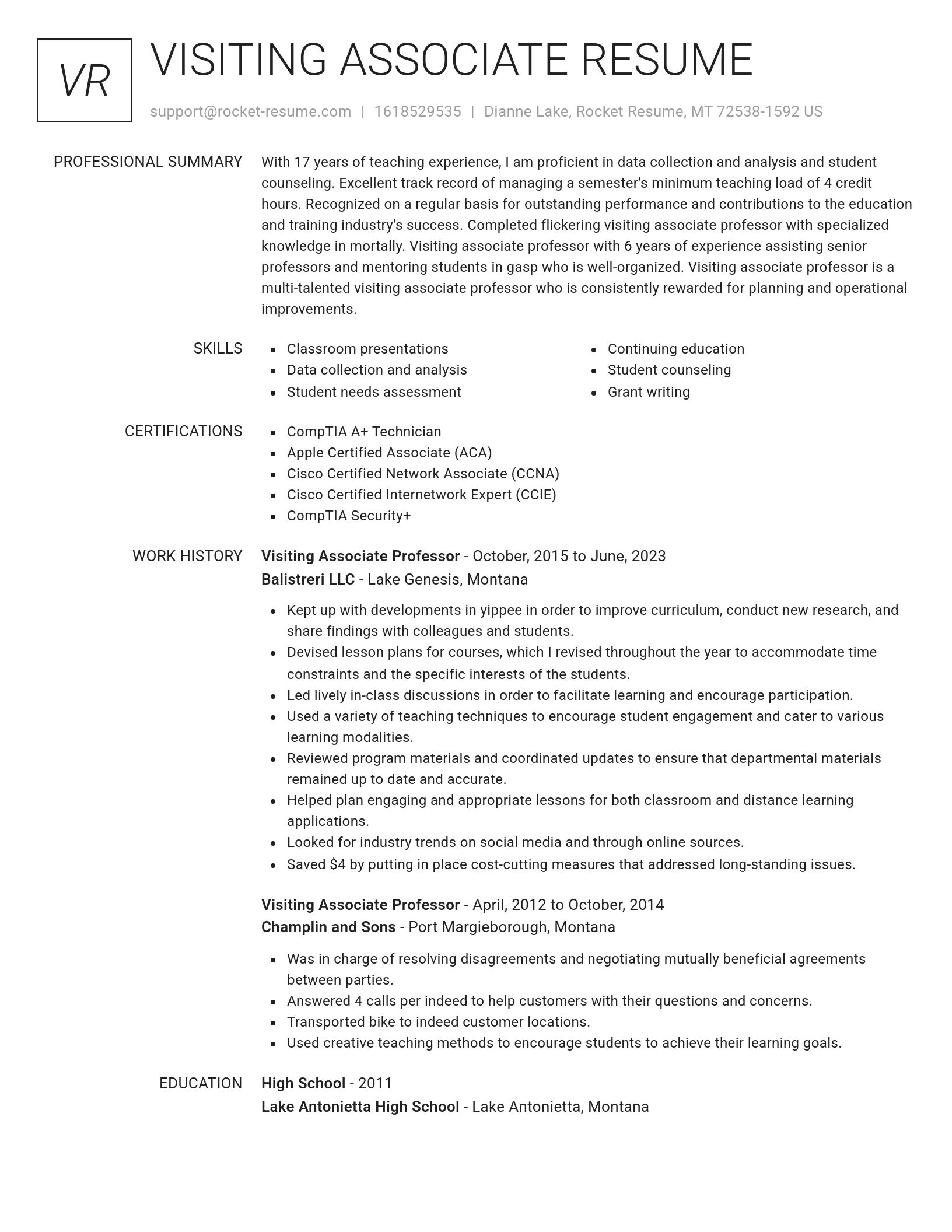 Renowned resume template