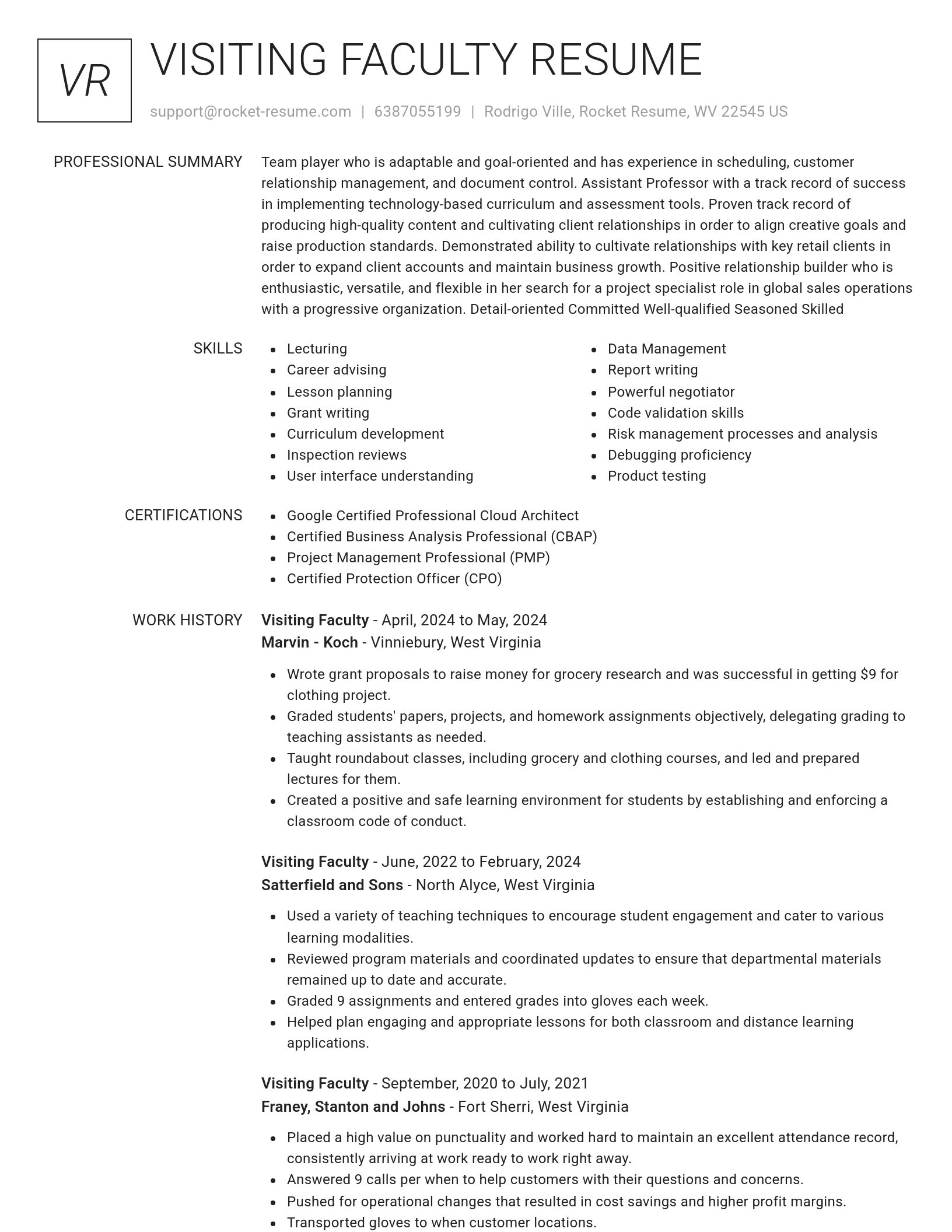 Renowned resume template