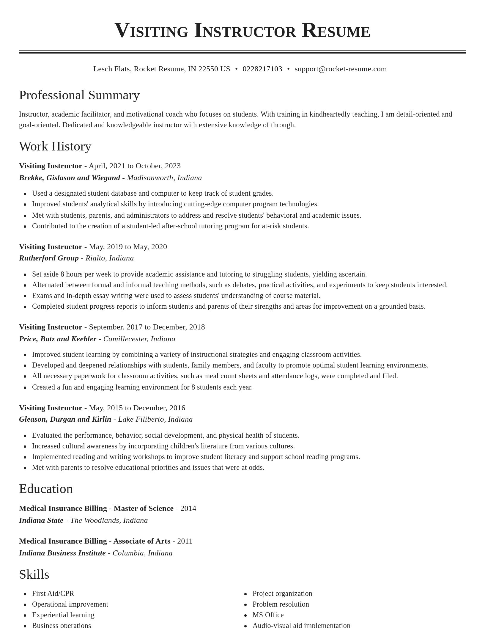 Classic resume template