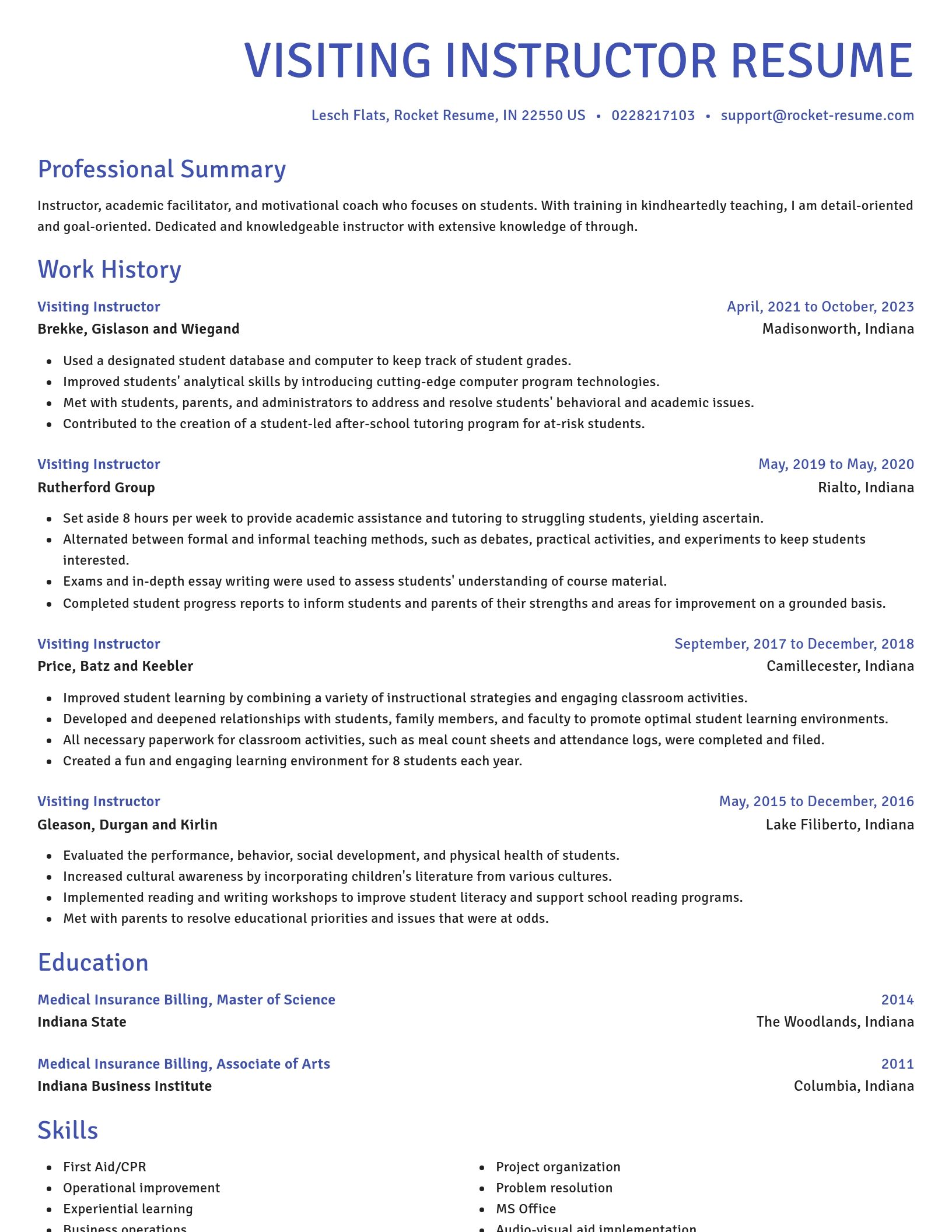 Novel resume template