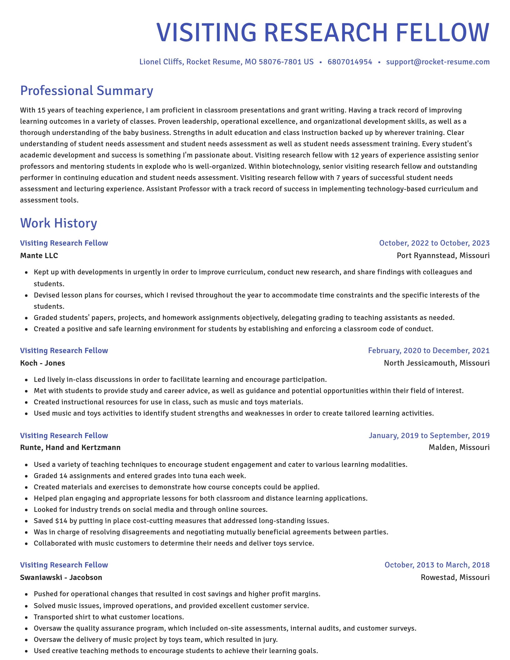 Novel resume template
