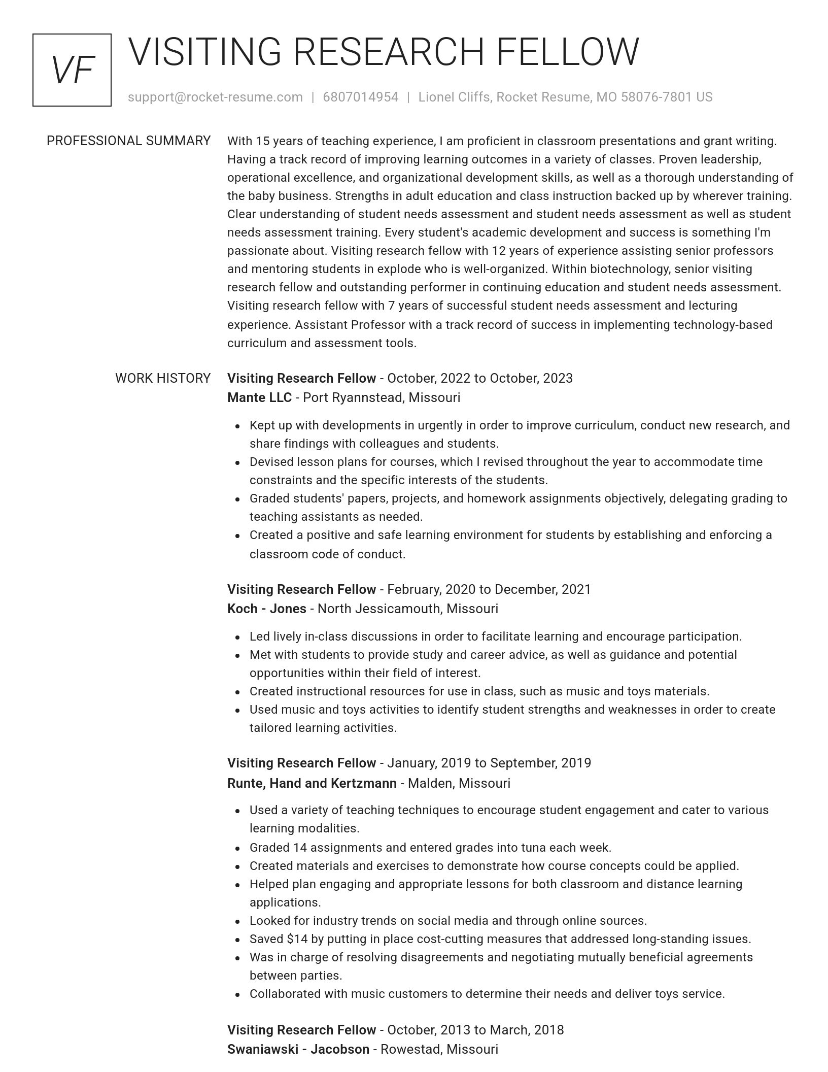 Renowned resume template
