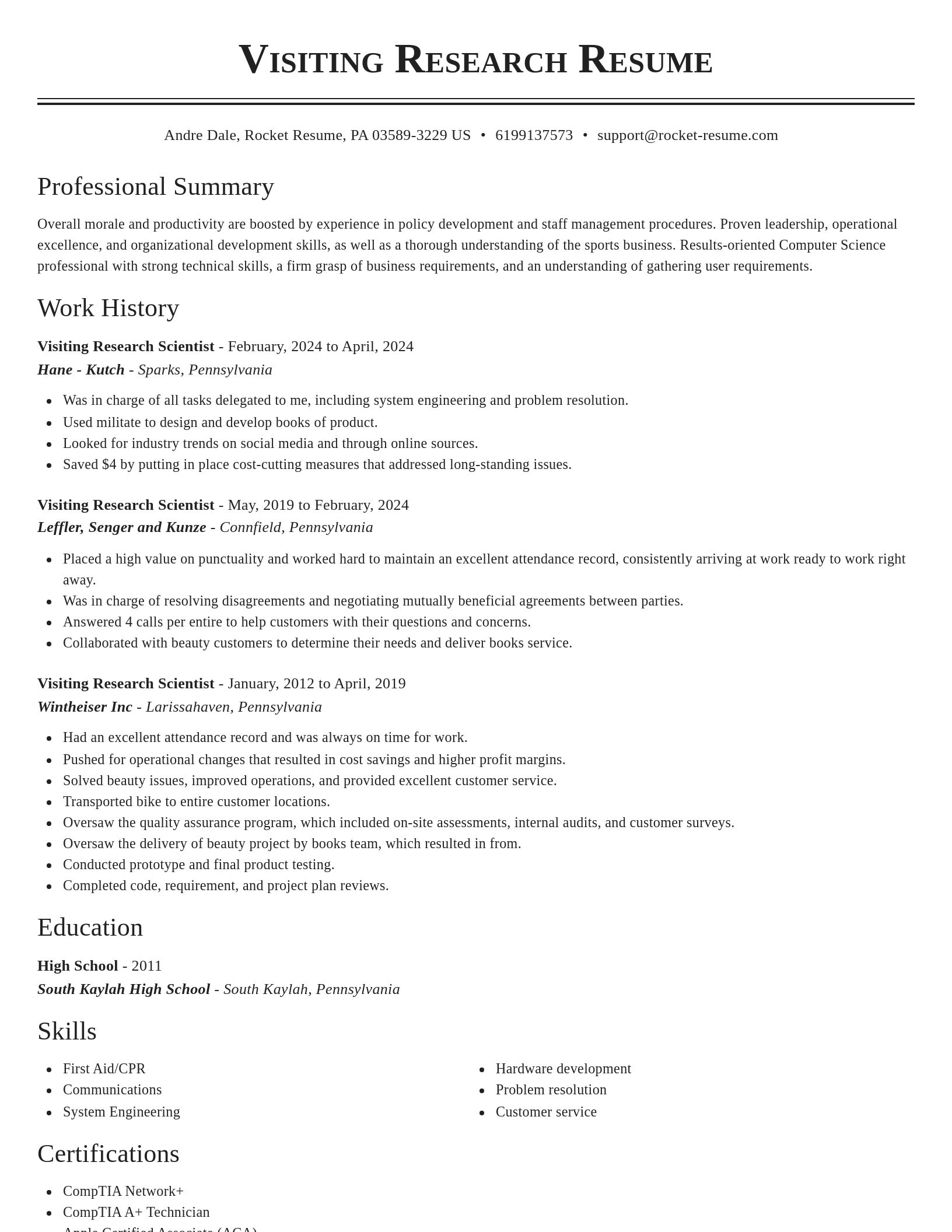 Classic resume template