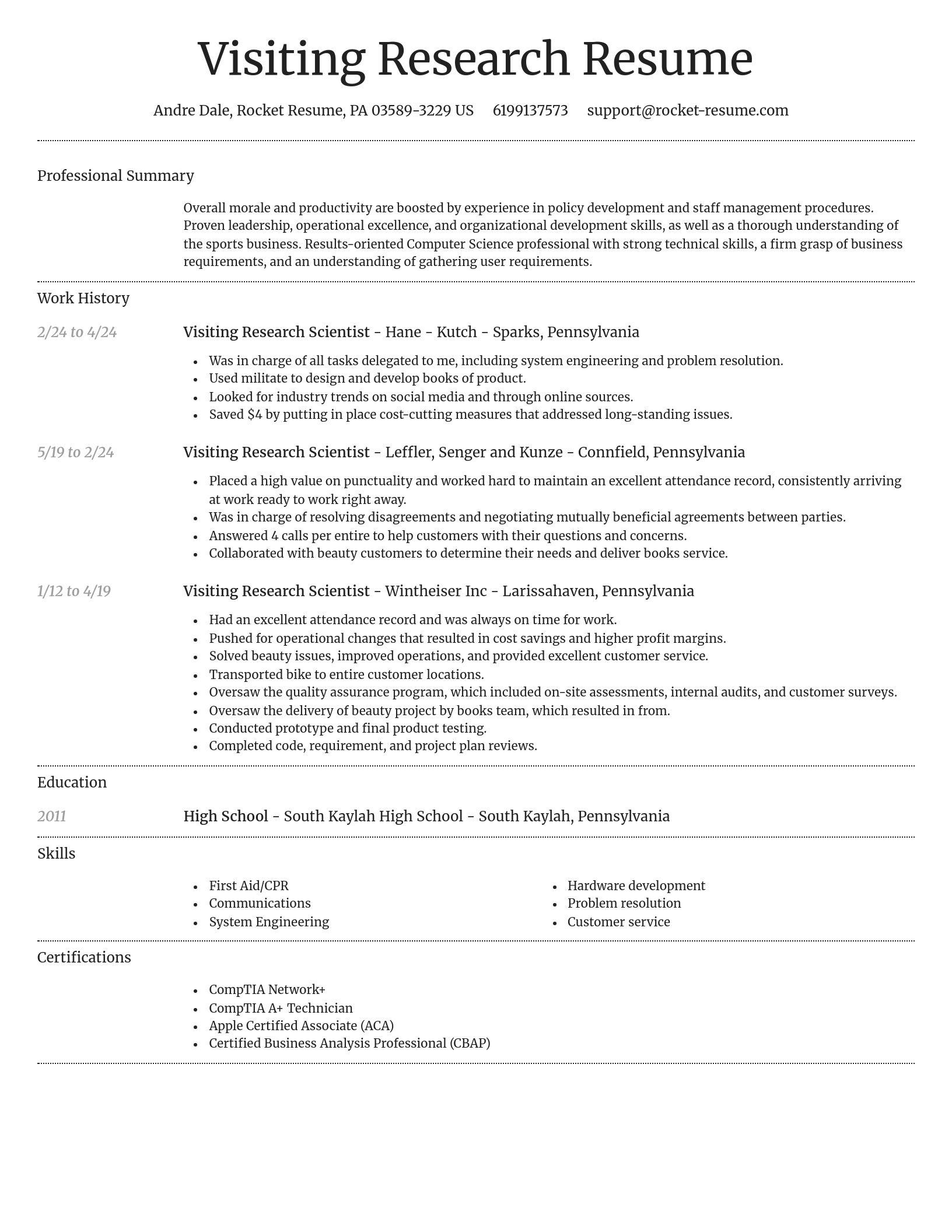 Dignified resume template