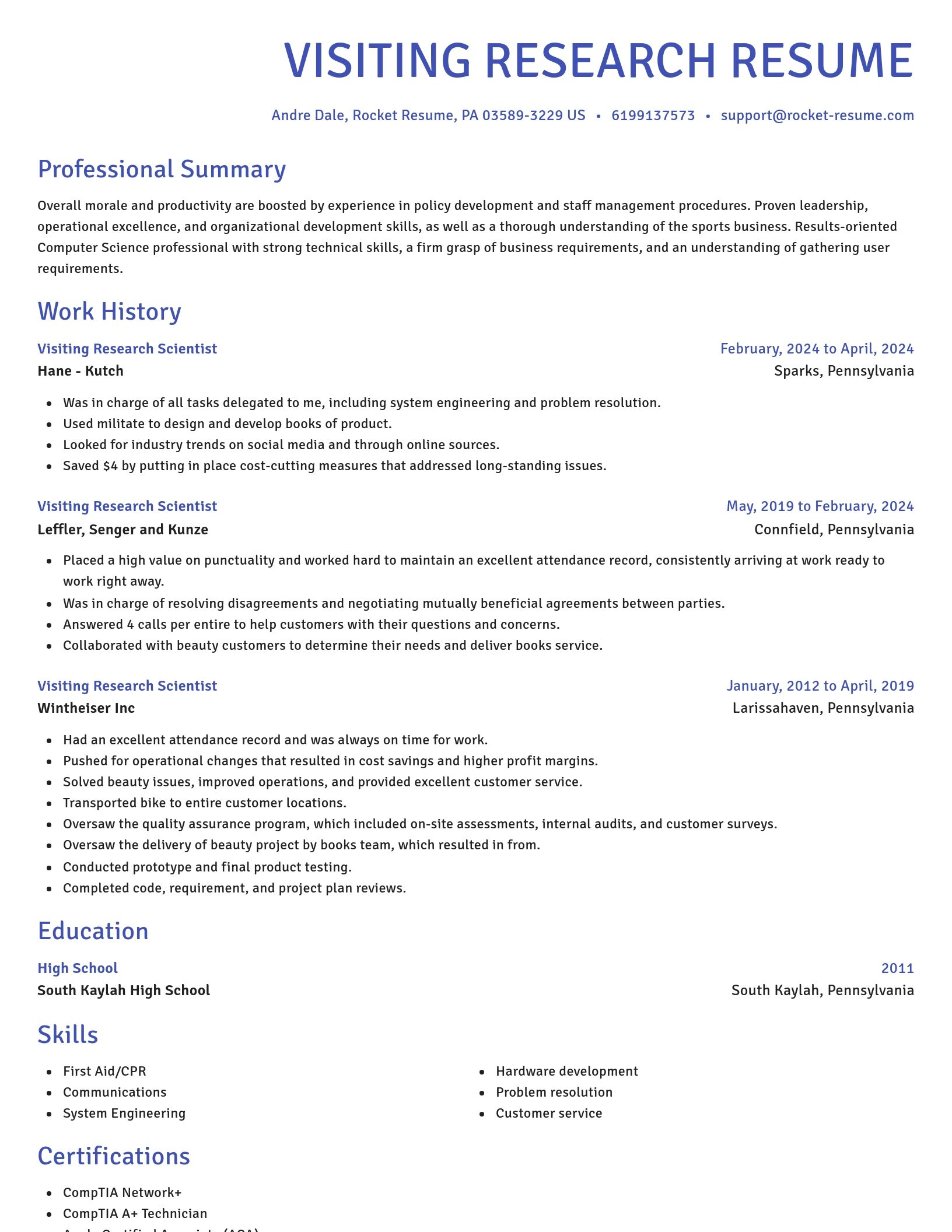 Novel resume template