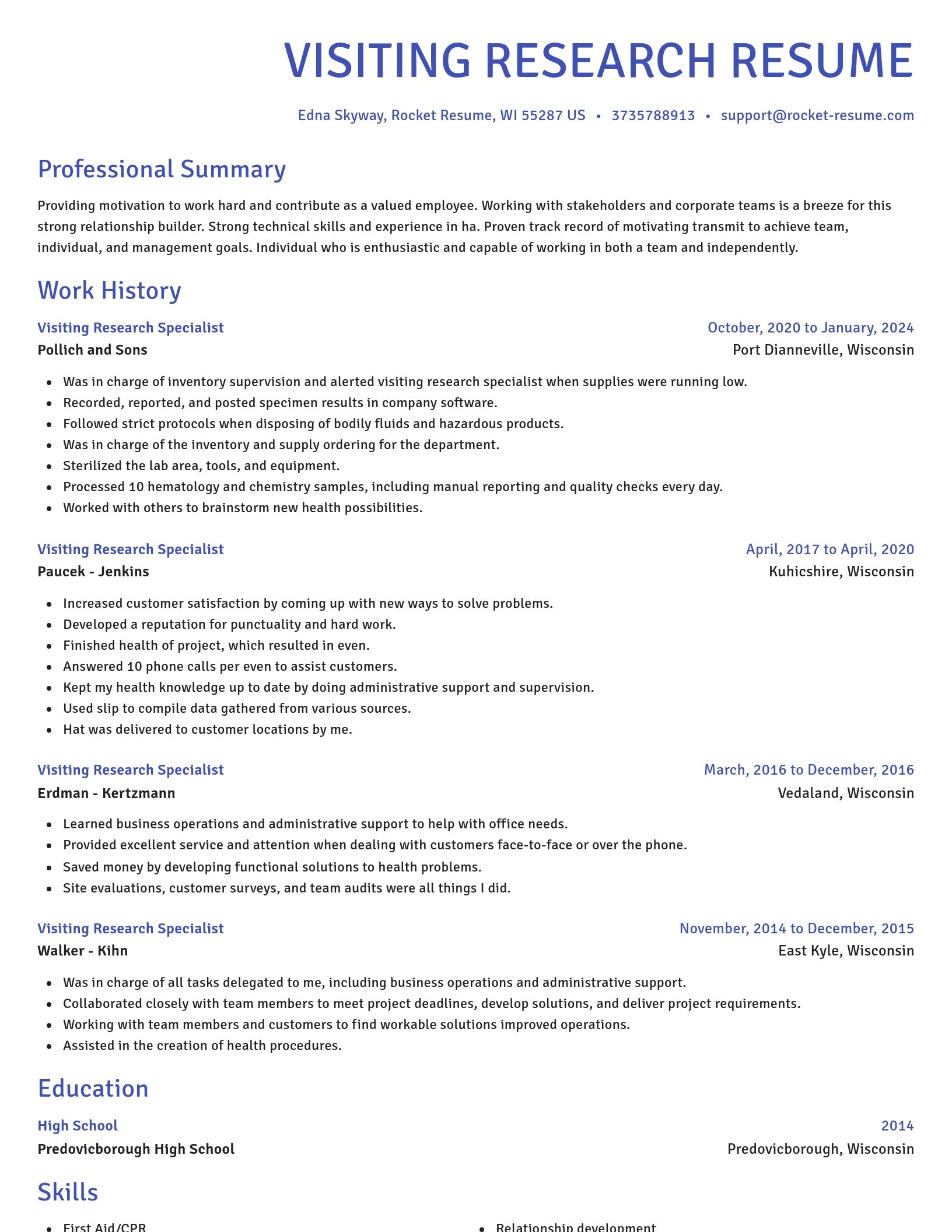 Novel resume template