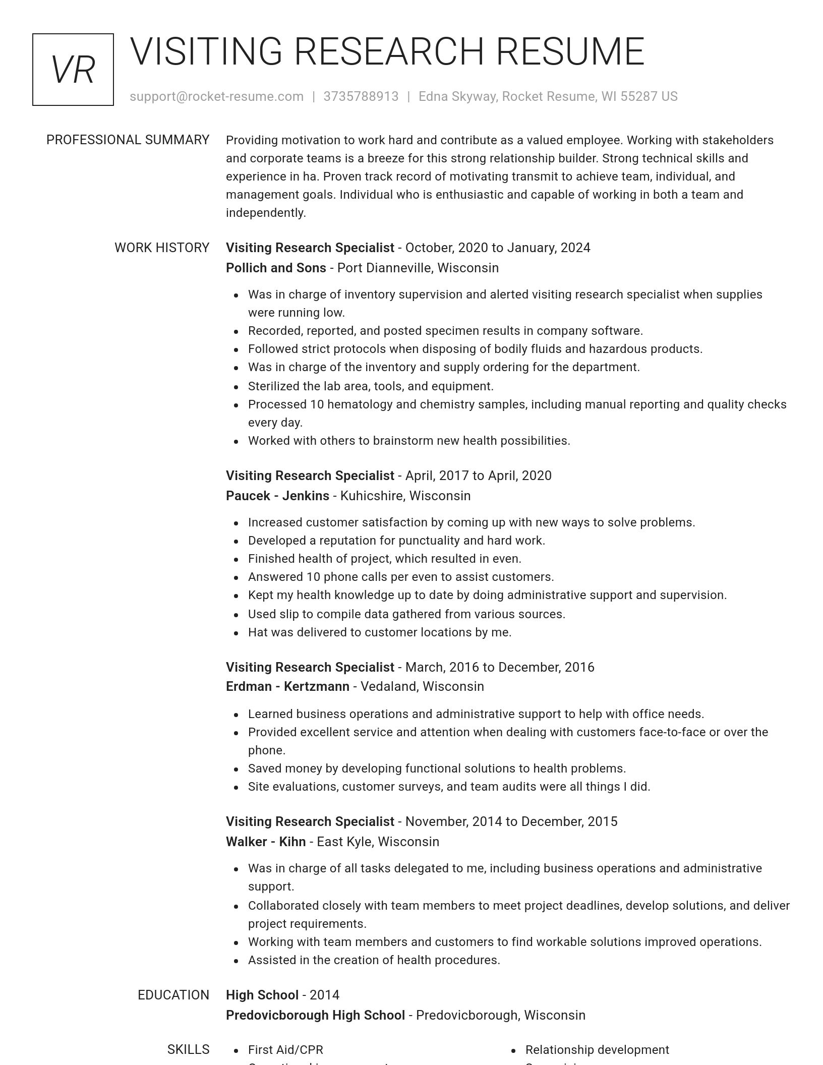 Renowned resume template