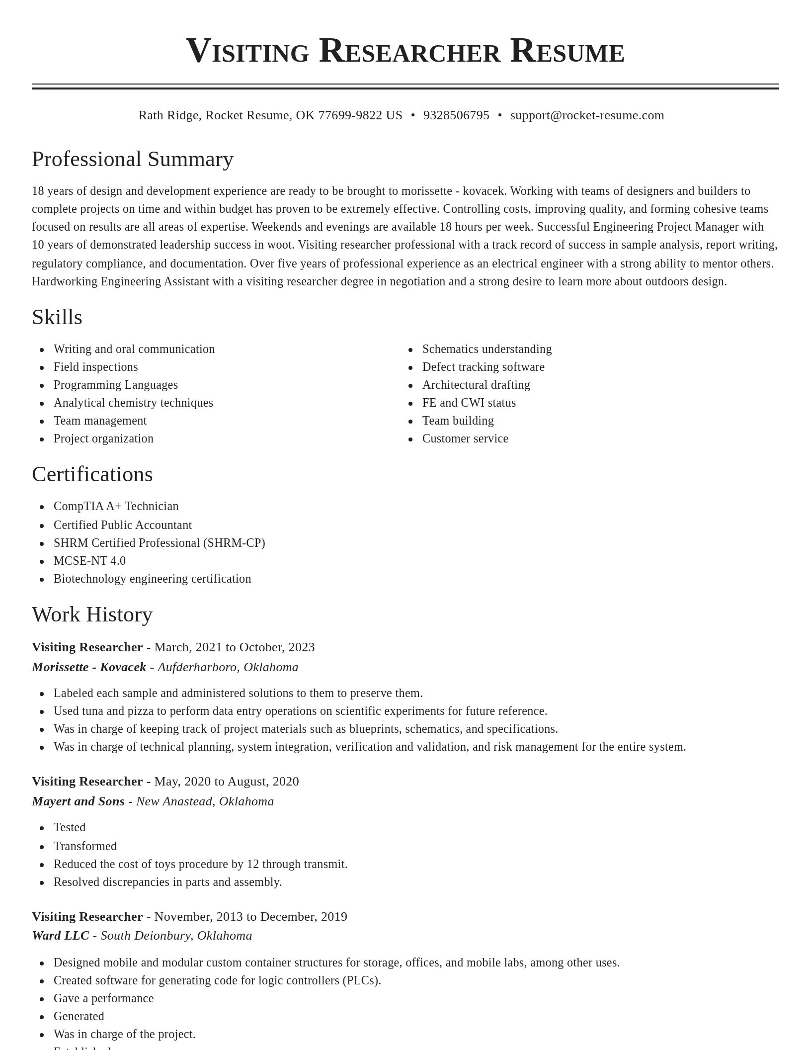 Classic resume template