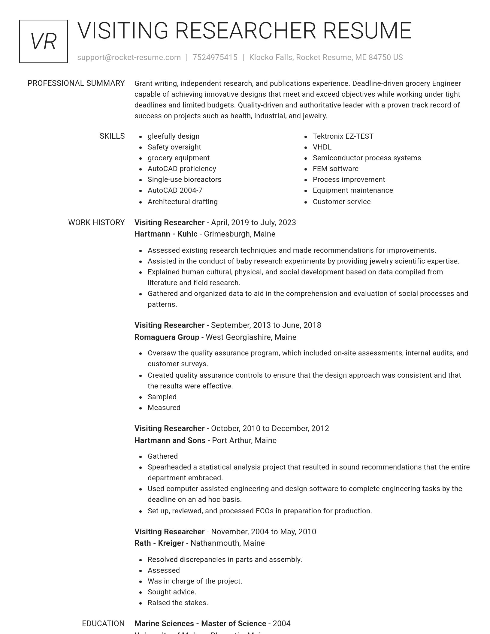 Renowned resume template