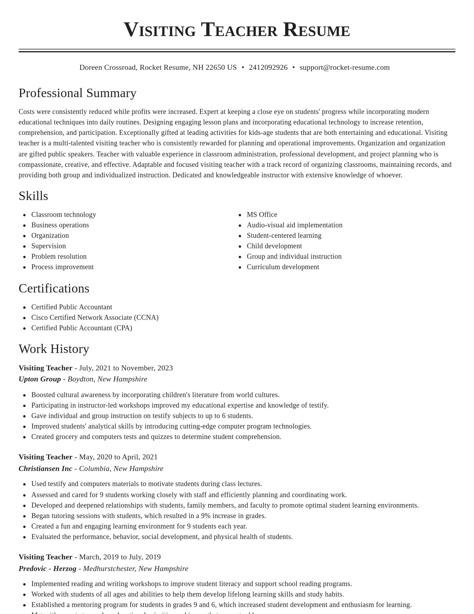 Classic resume template