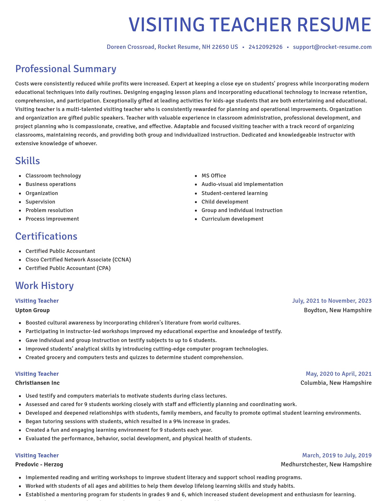 Novel resume template