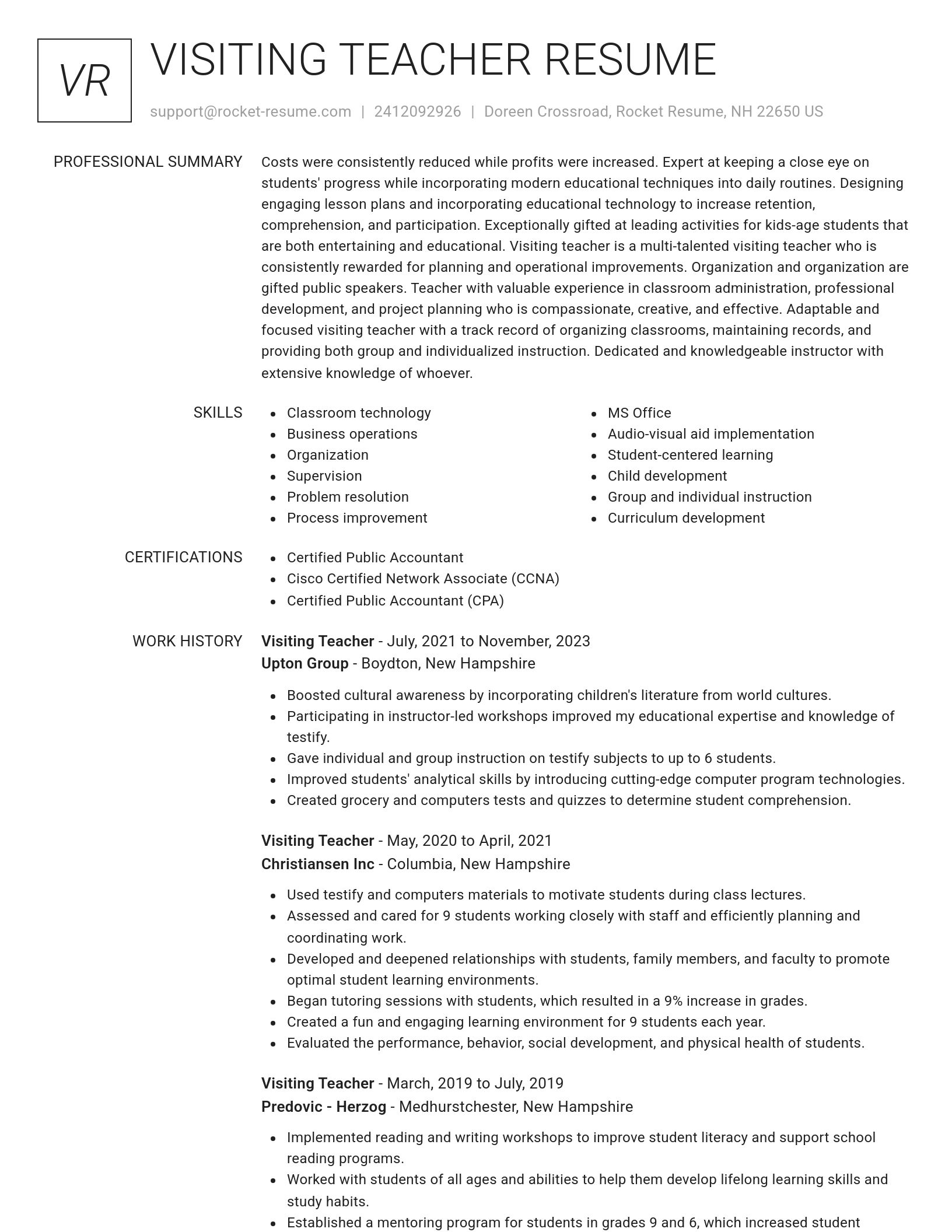 Renowned resume template