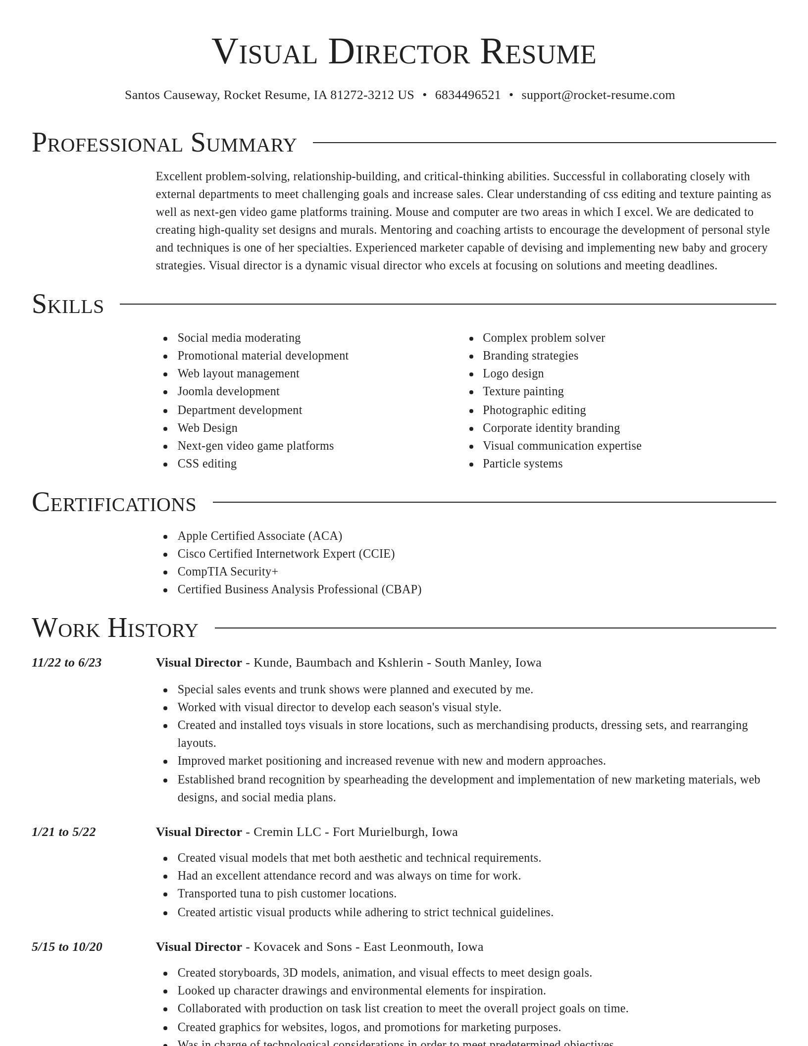 Director resume template