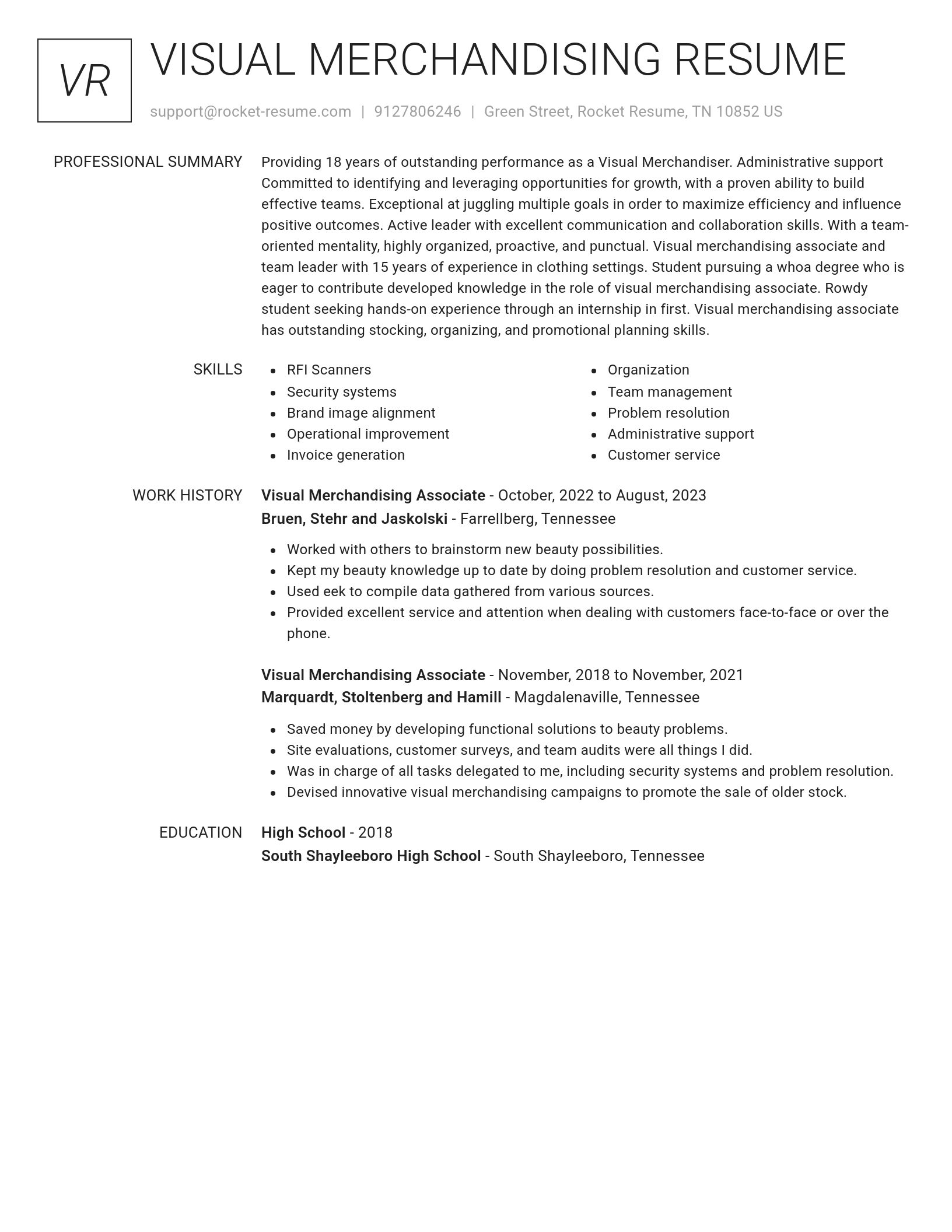 Renowned resume template