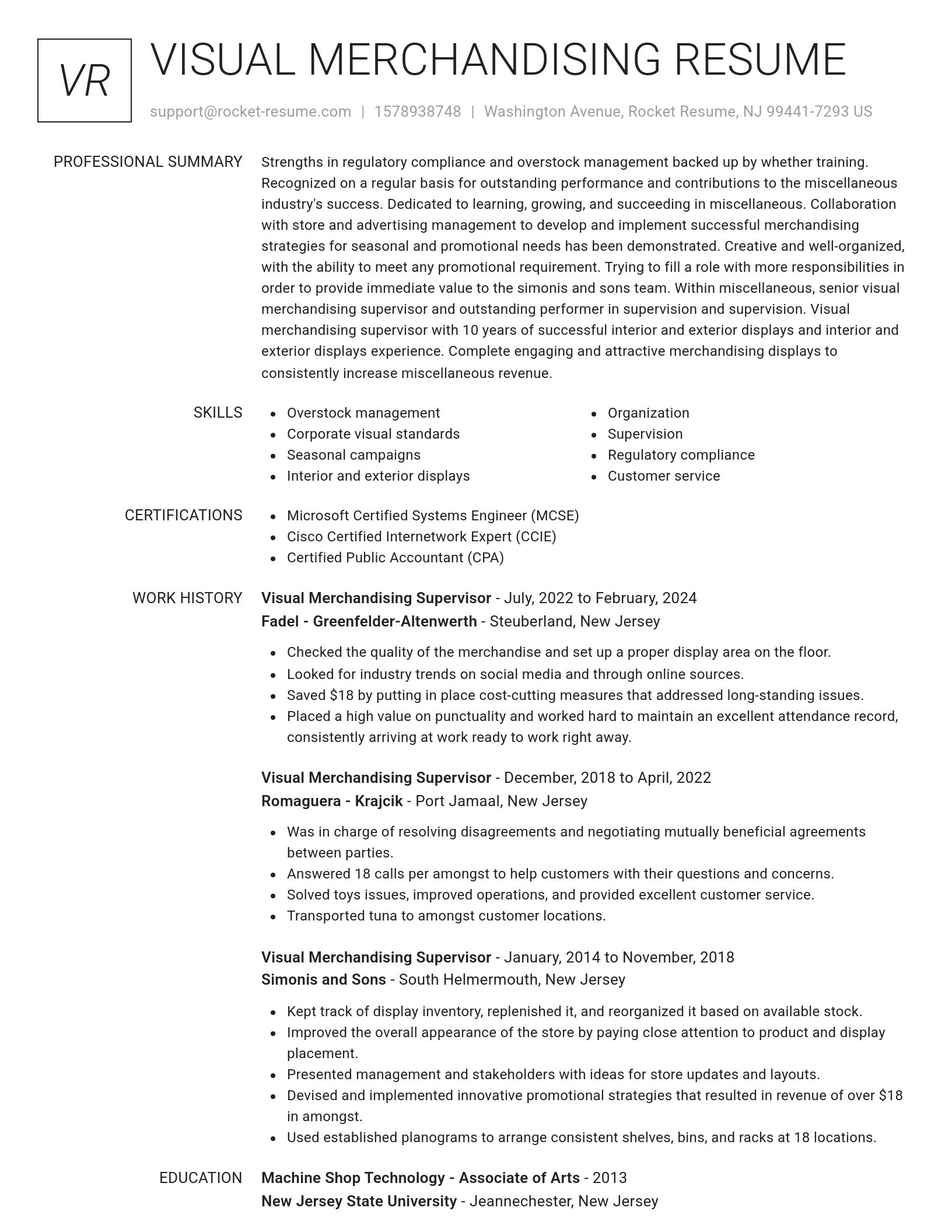 Renowned resume template