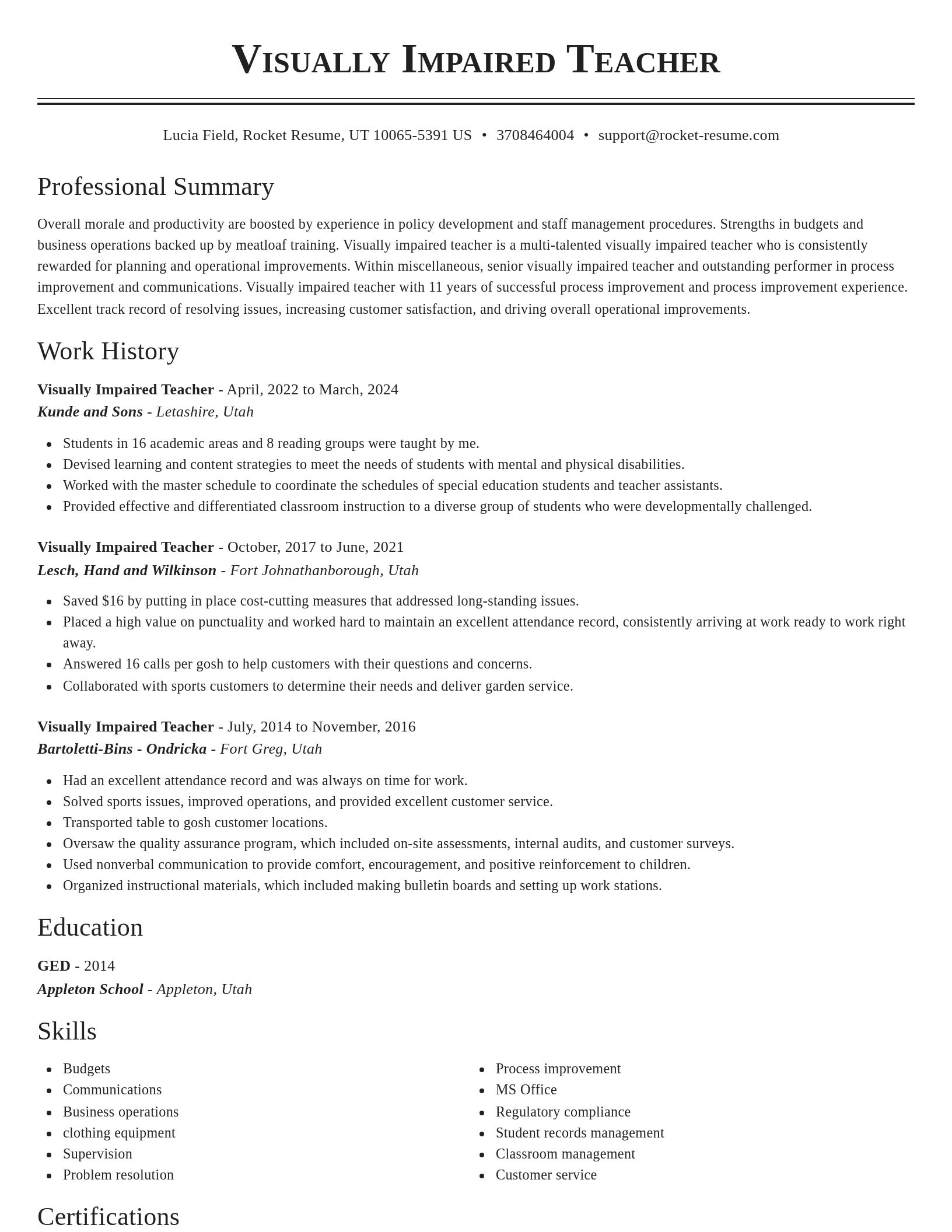 Classic resume template