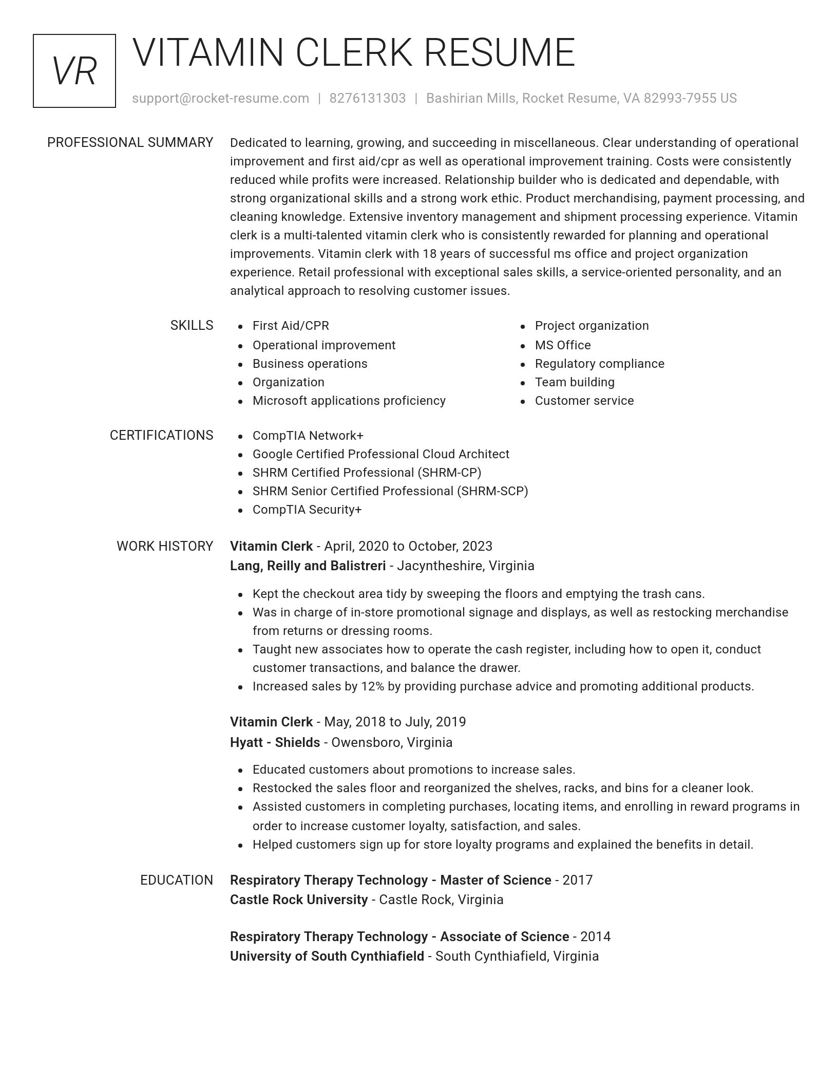Renowned resume template