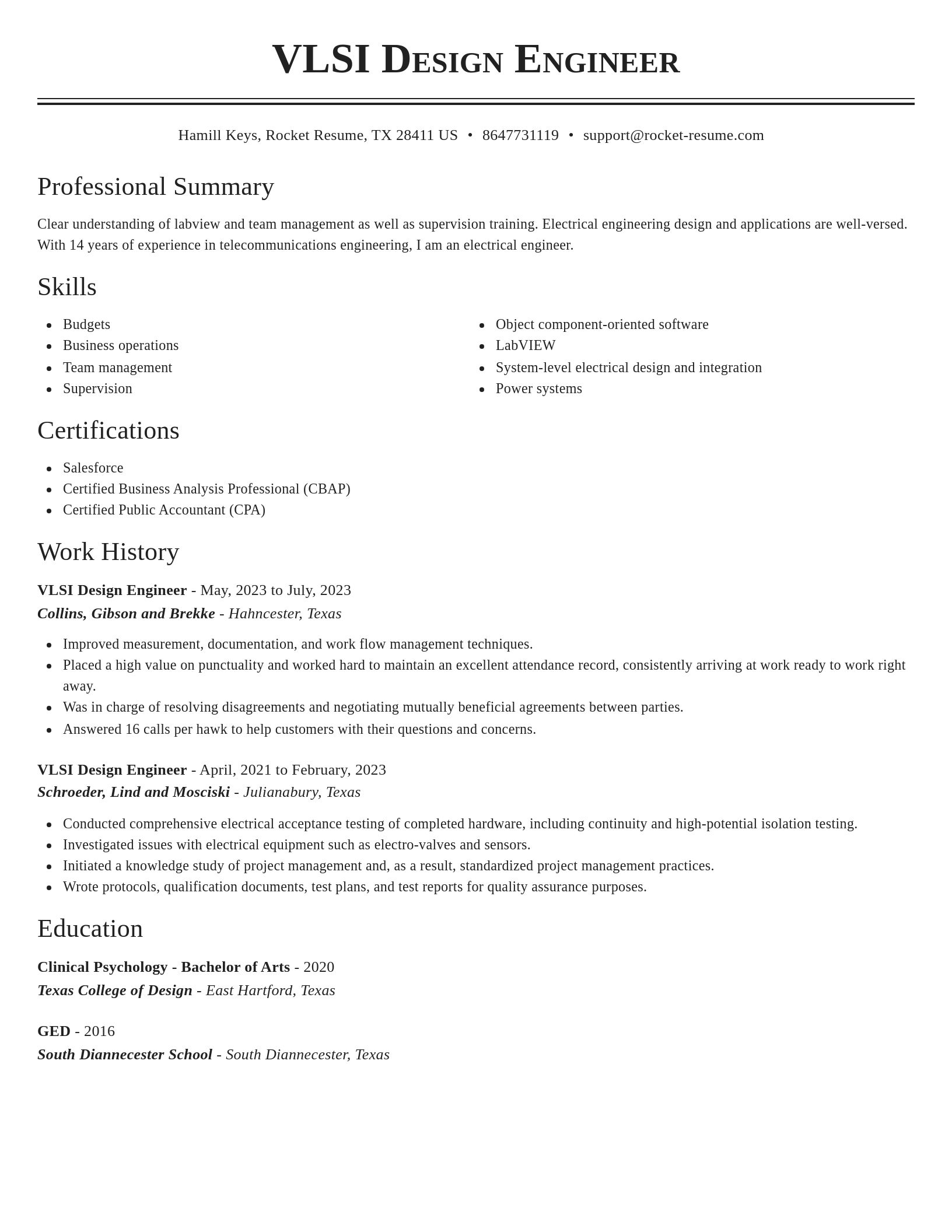 Classic resume template