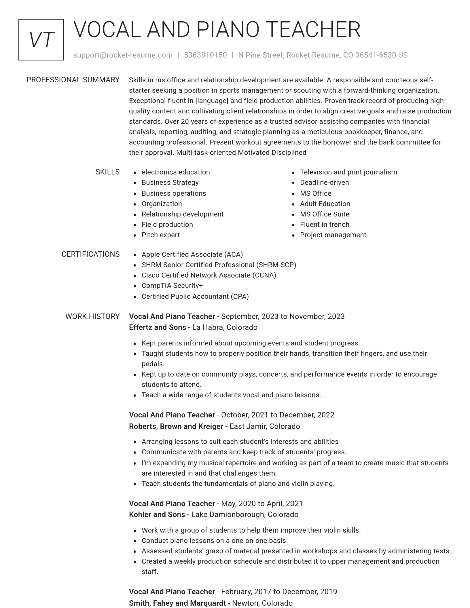 Renowned resume template