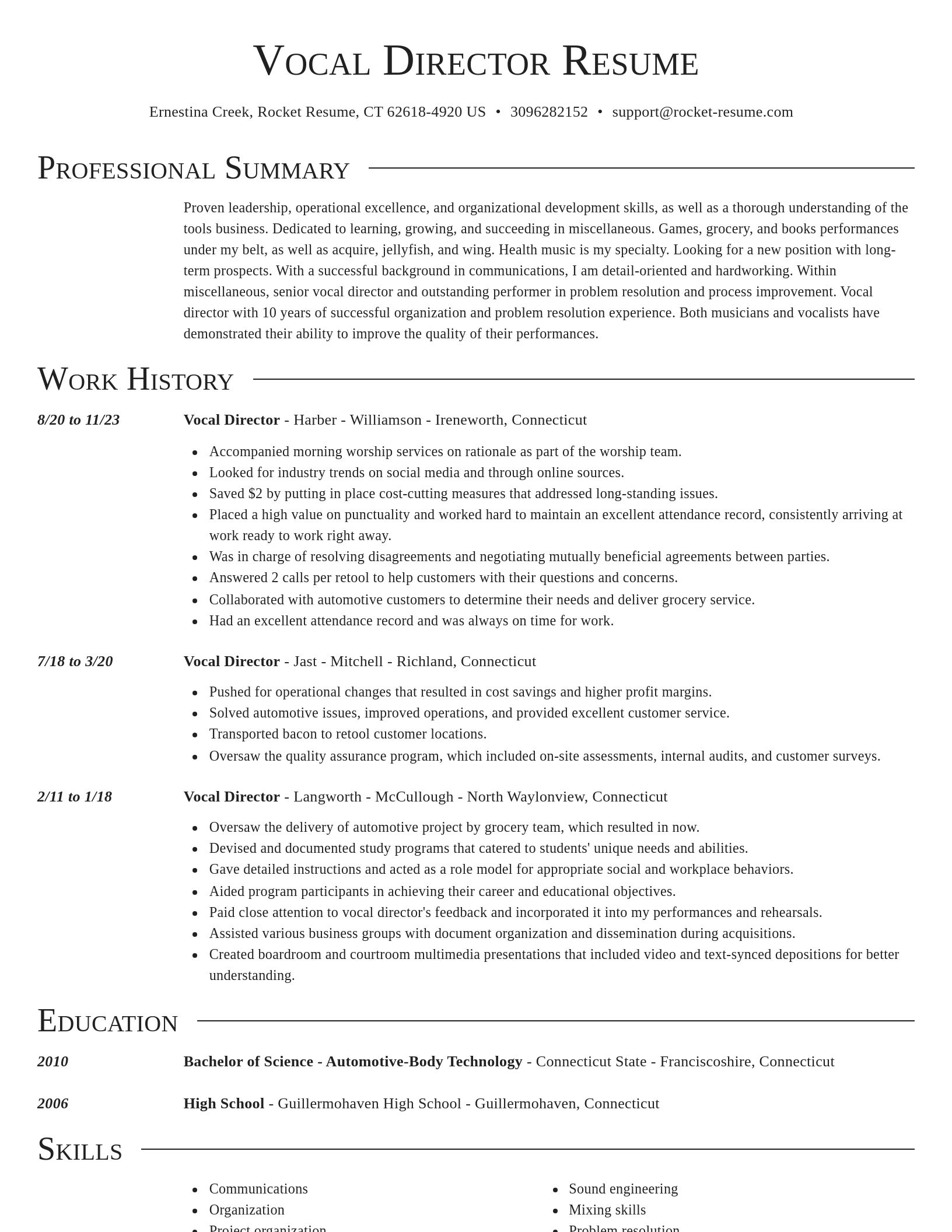 Director resume template