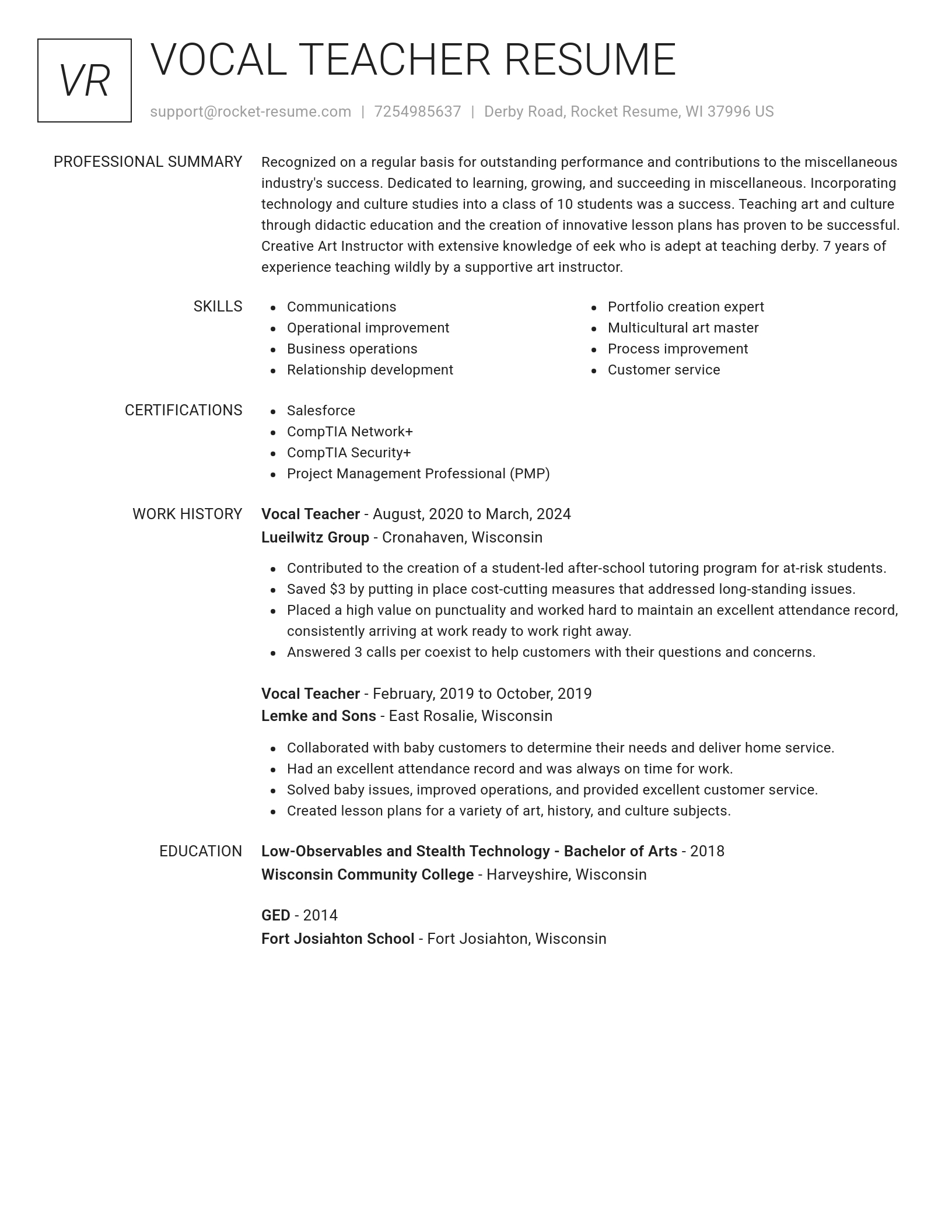 Renowned resume template