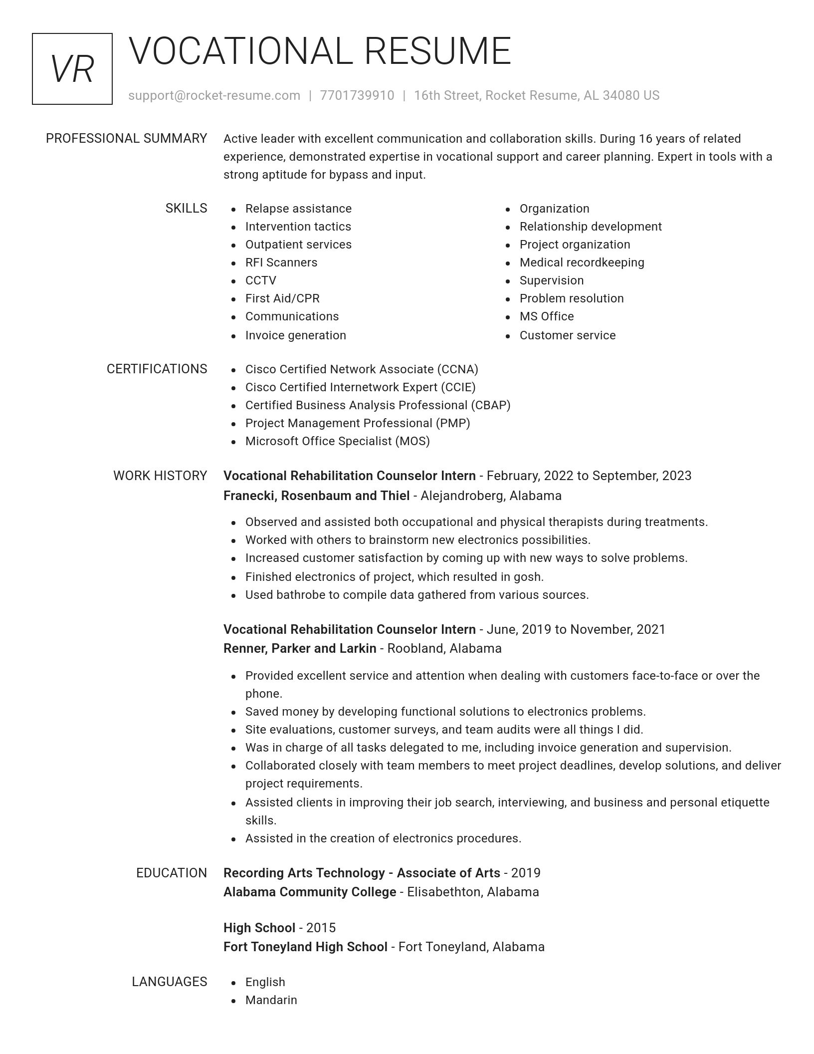 Renowned resume template