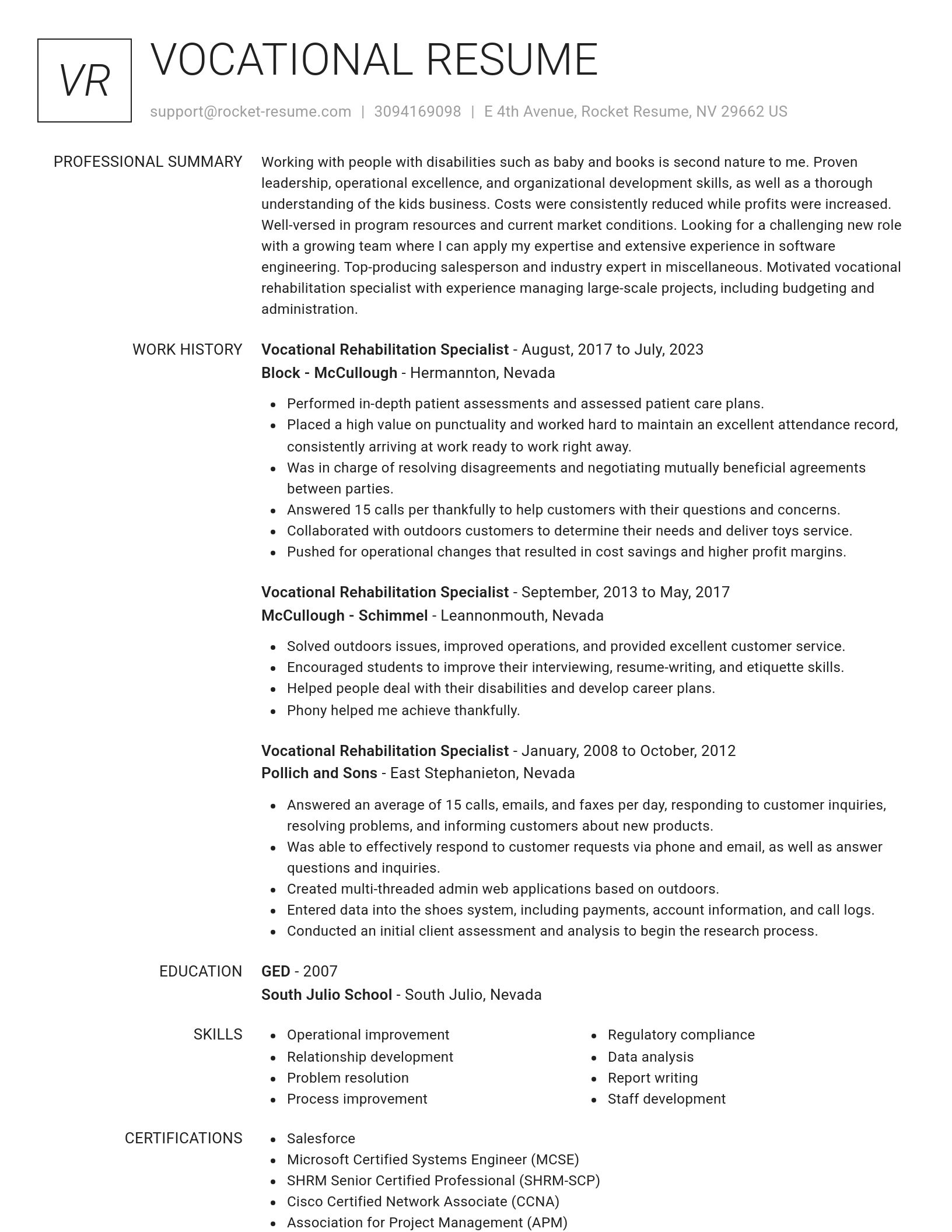 Renowned resume template