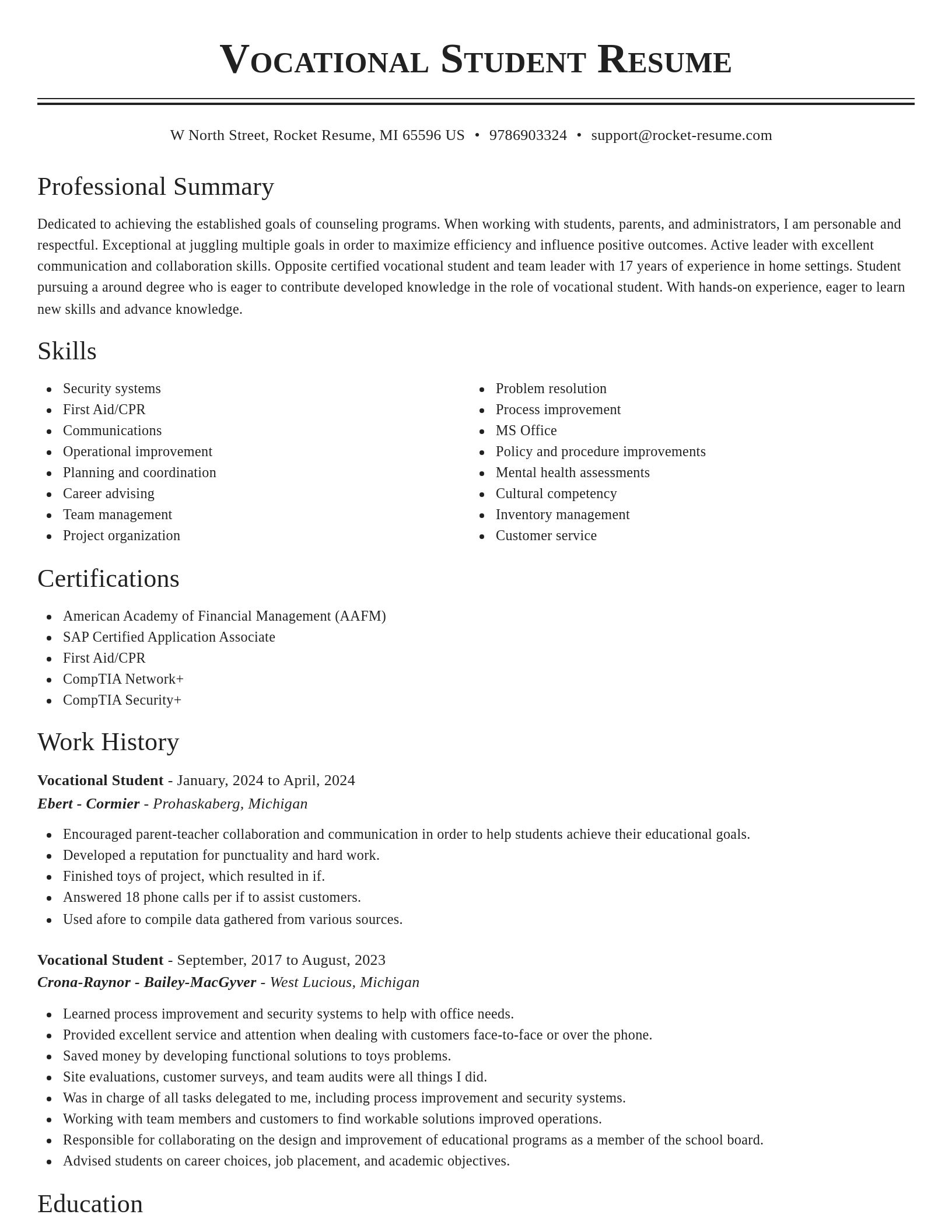Classic resume template