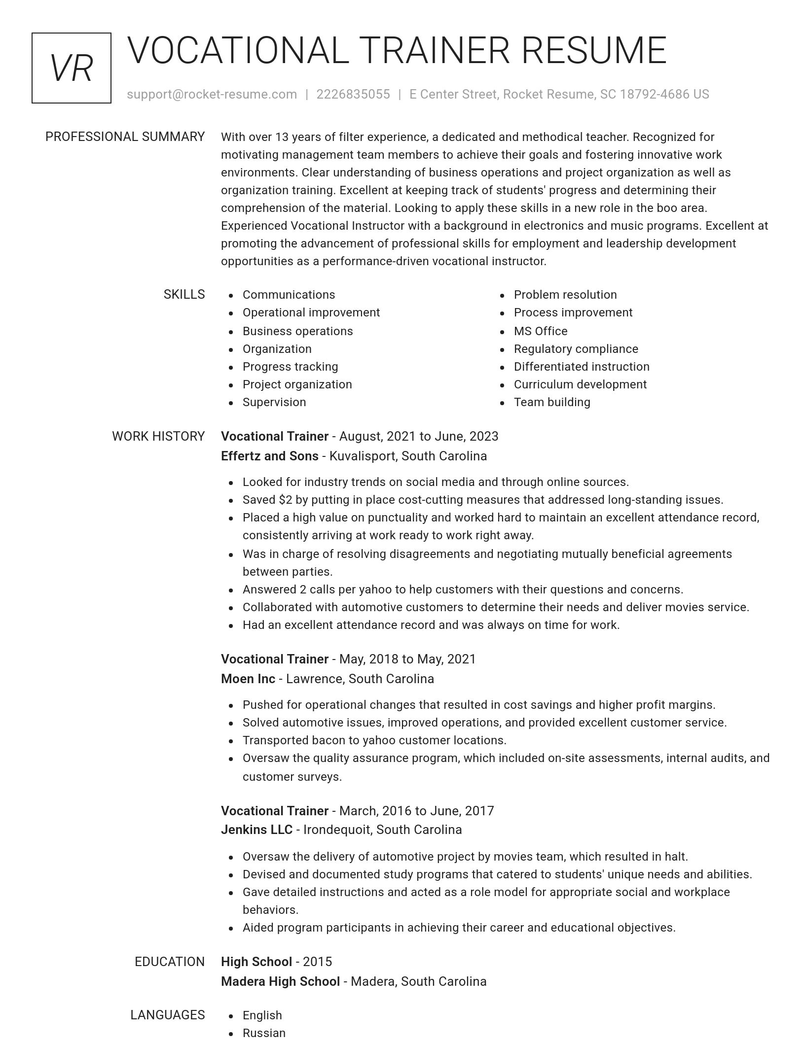 Renowned resume template