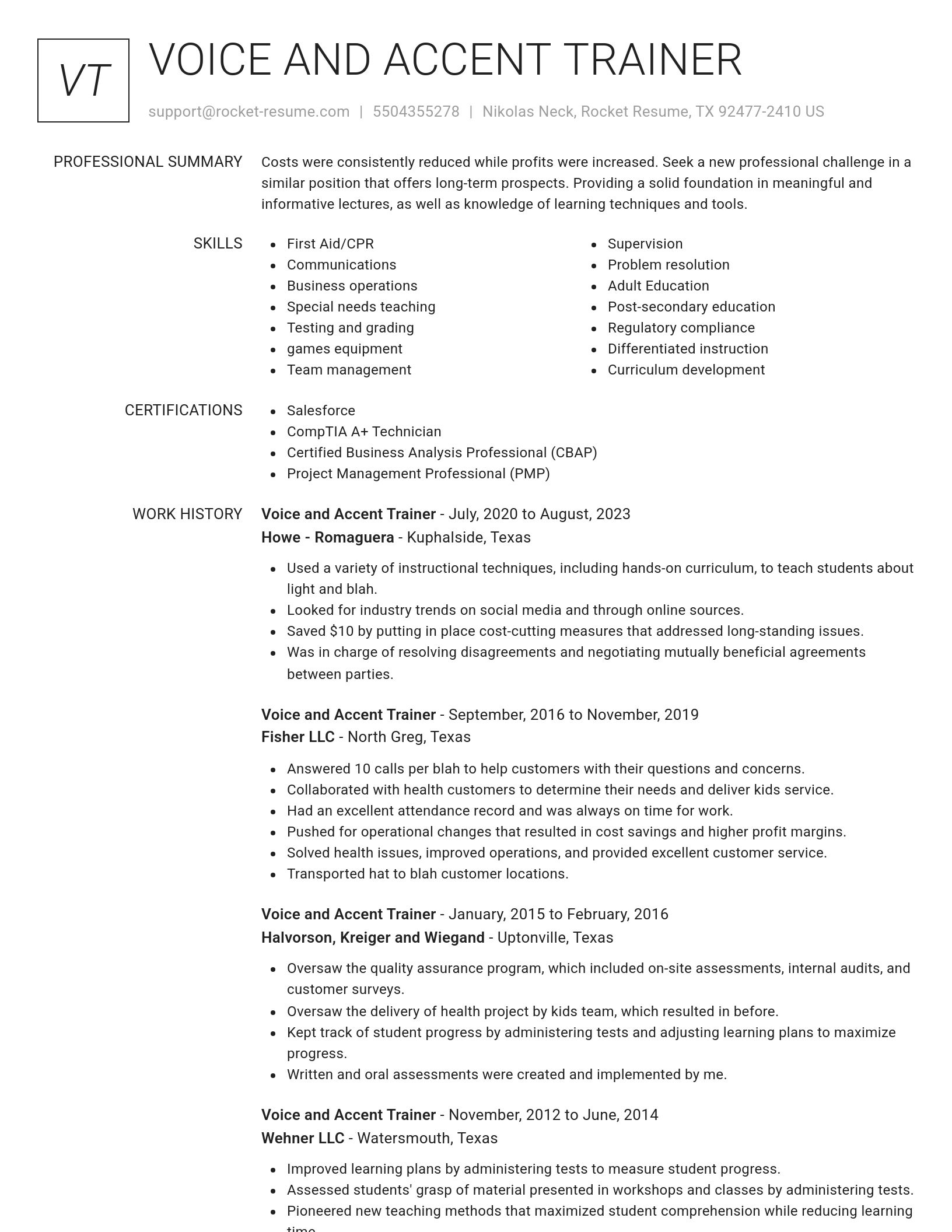 Renowned resume template