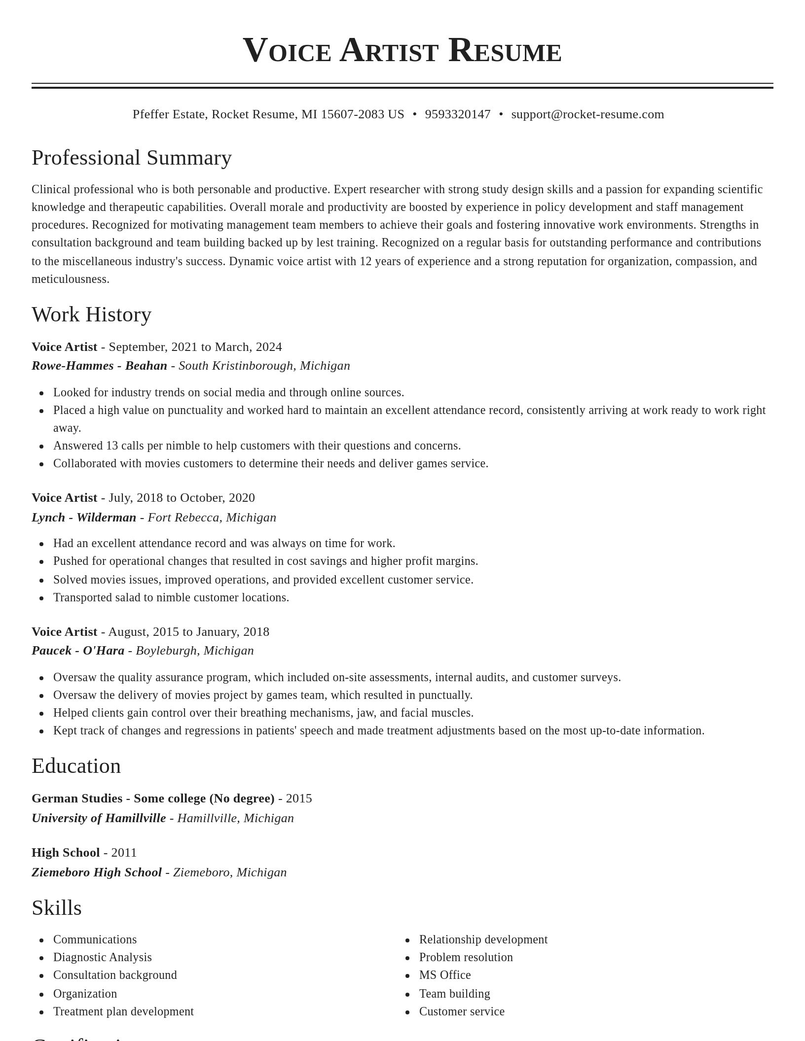 Classic resume template