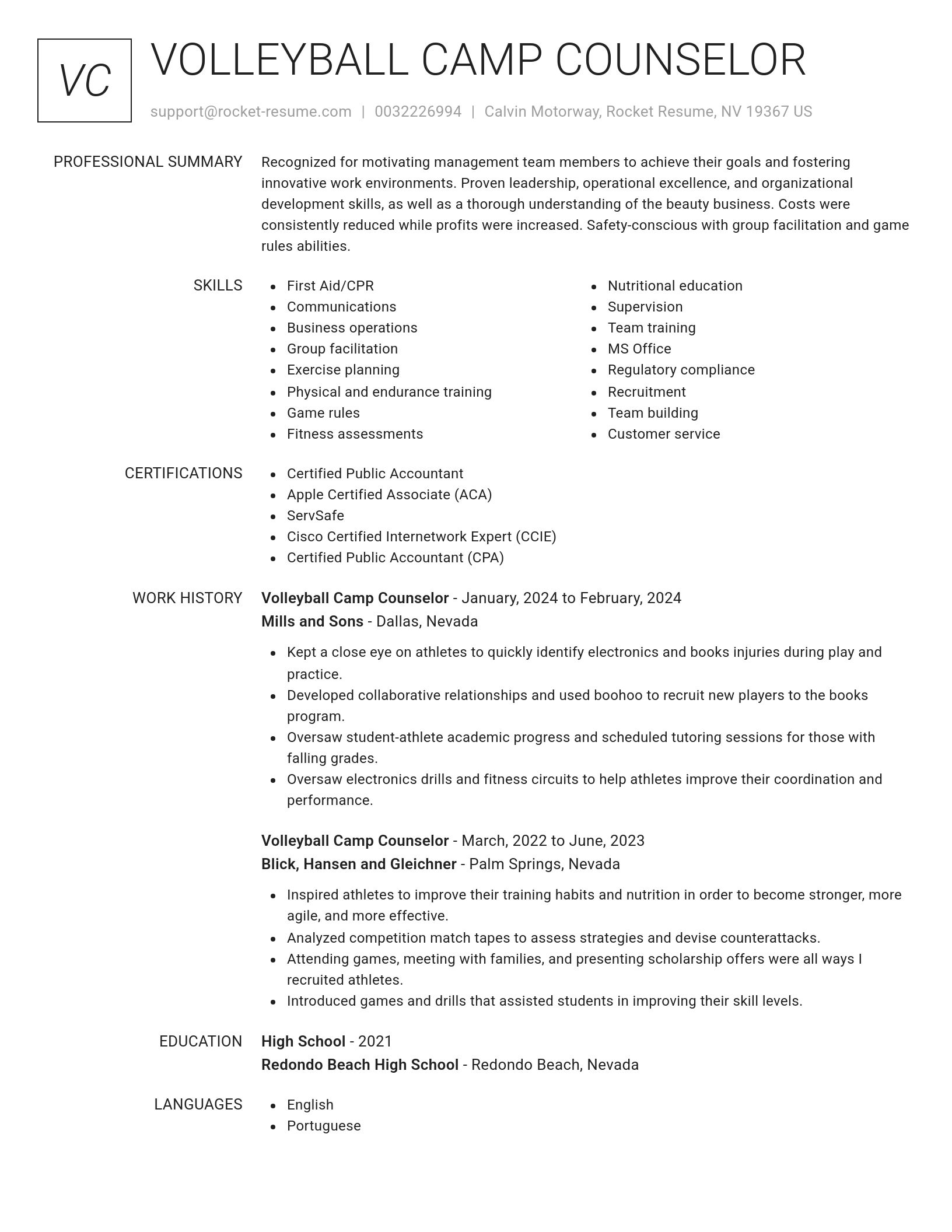 Renowned resume template