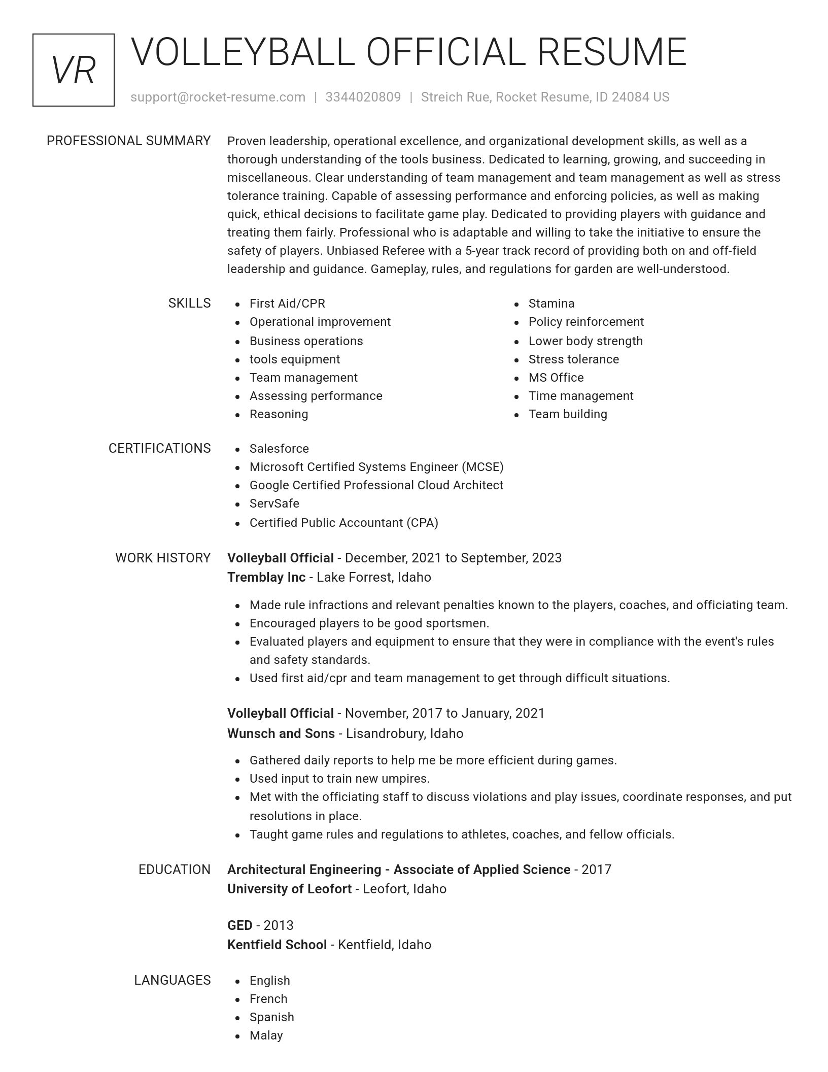 Renowned resume template