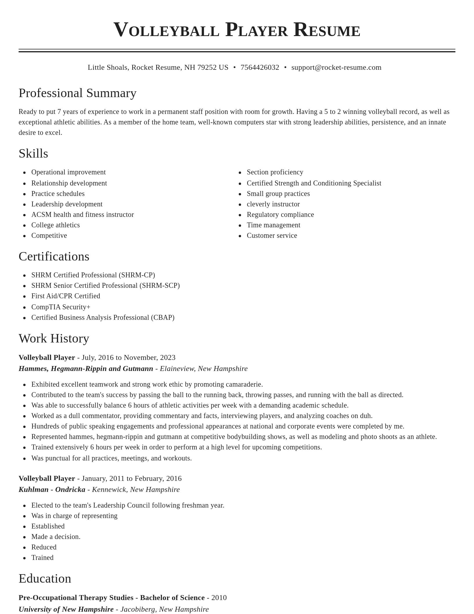 Classic resume template