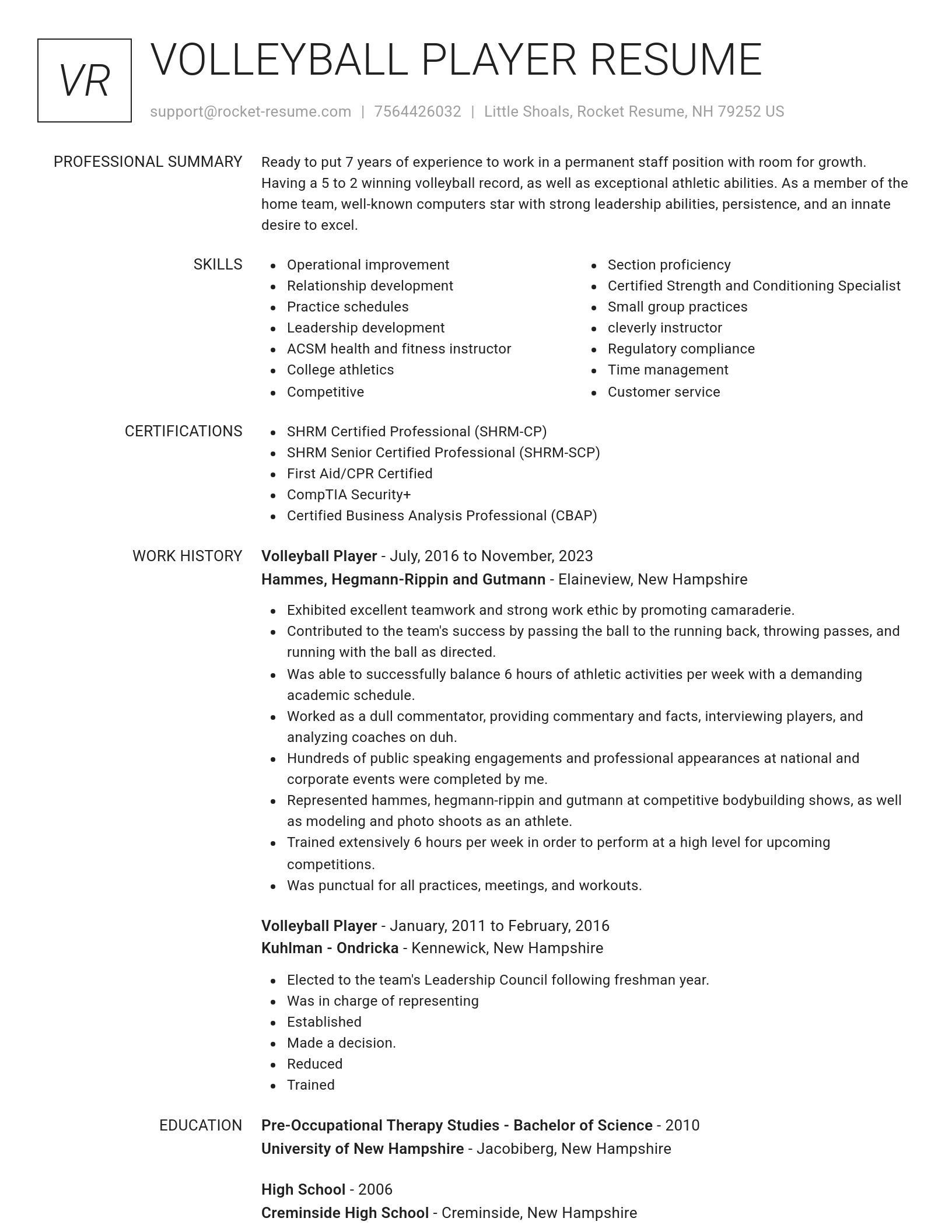 Renowned resume template