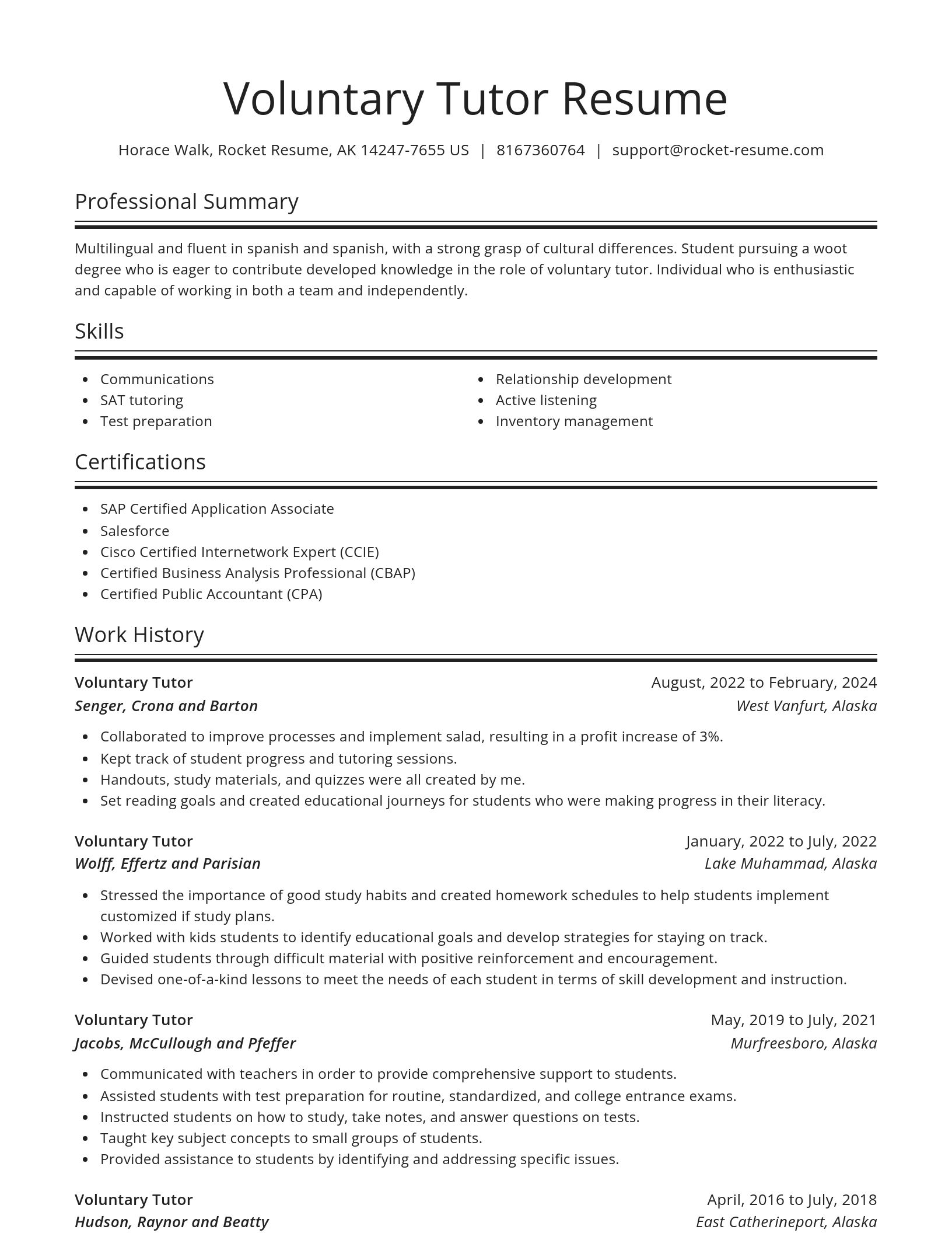 Spotlight resume template