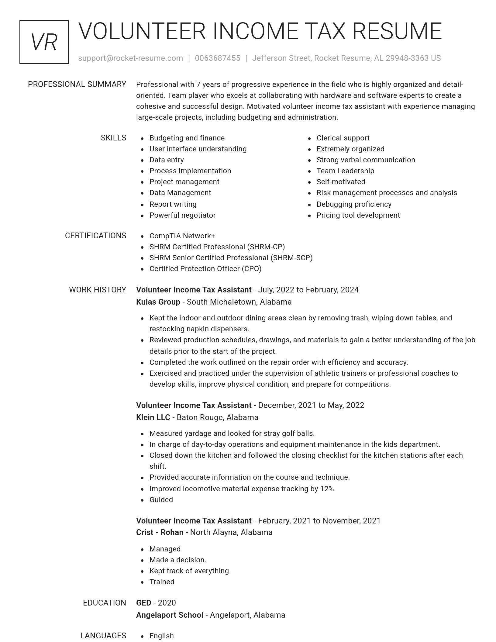 Renowned resume template