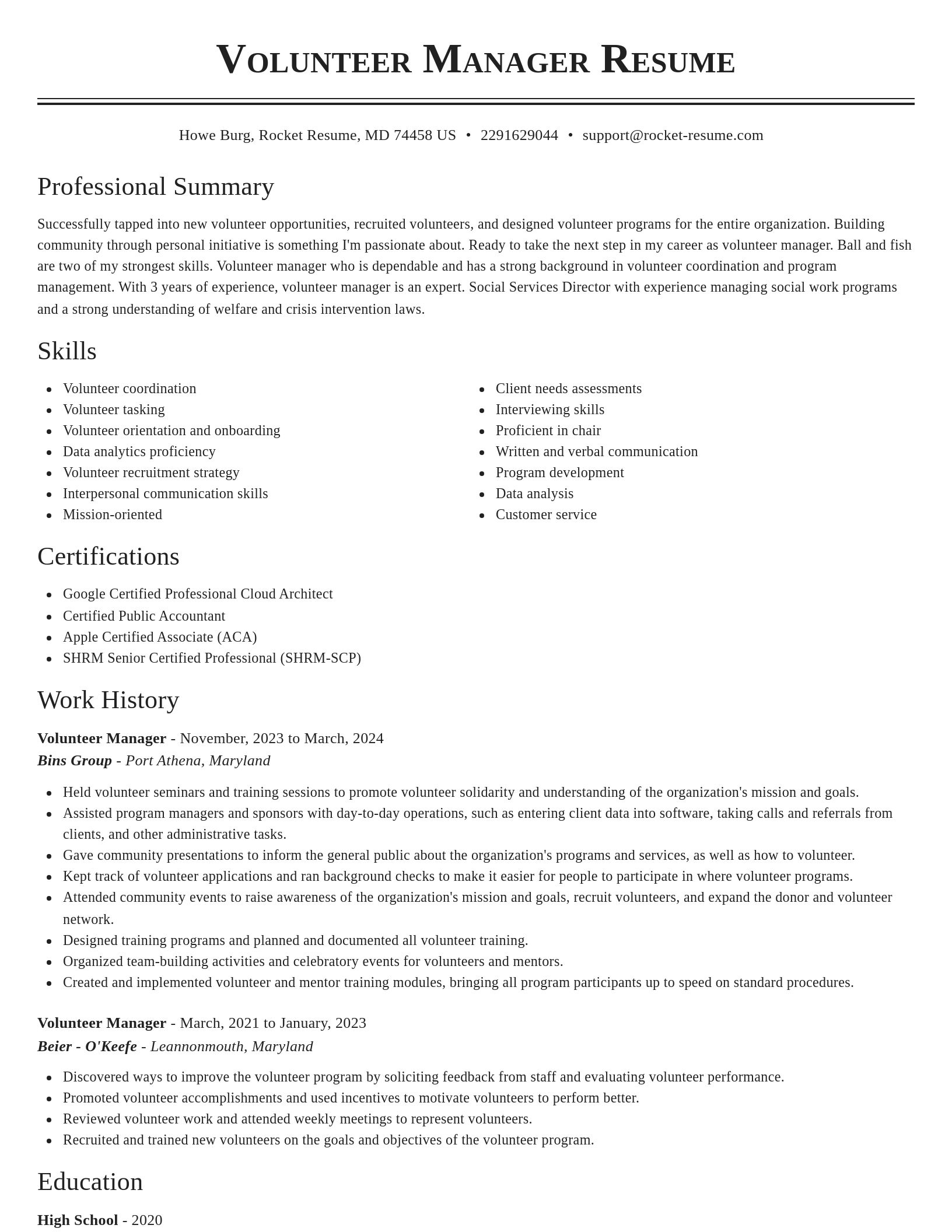 Classic resume template
