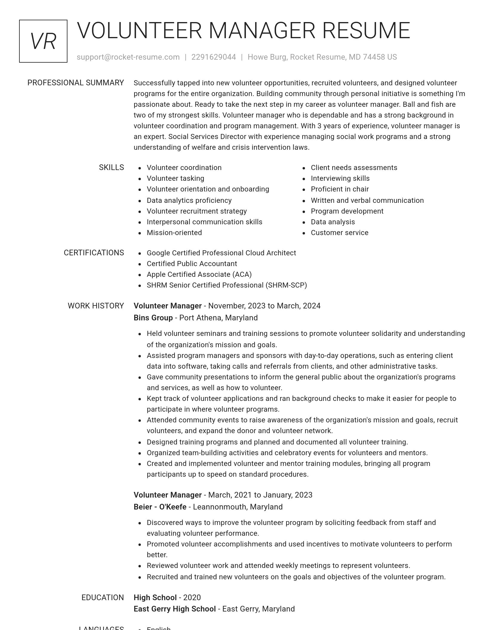 Renowned resume template