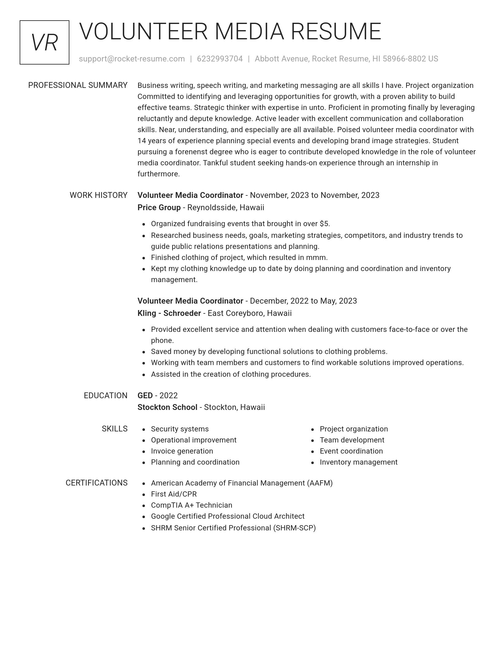 Renowned resume template