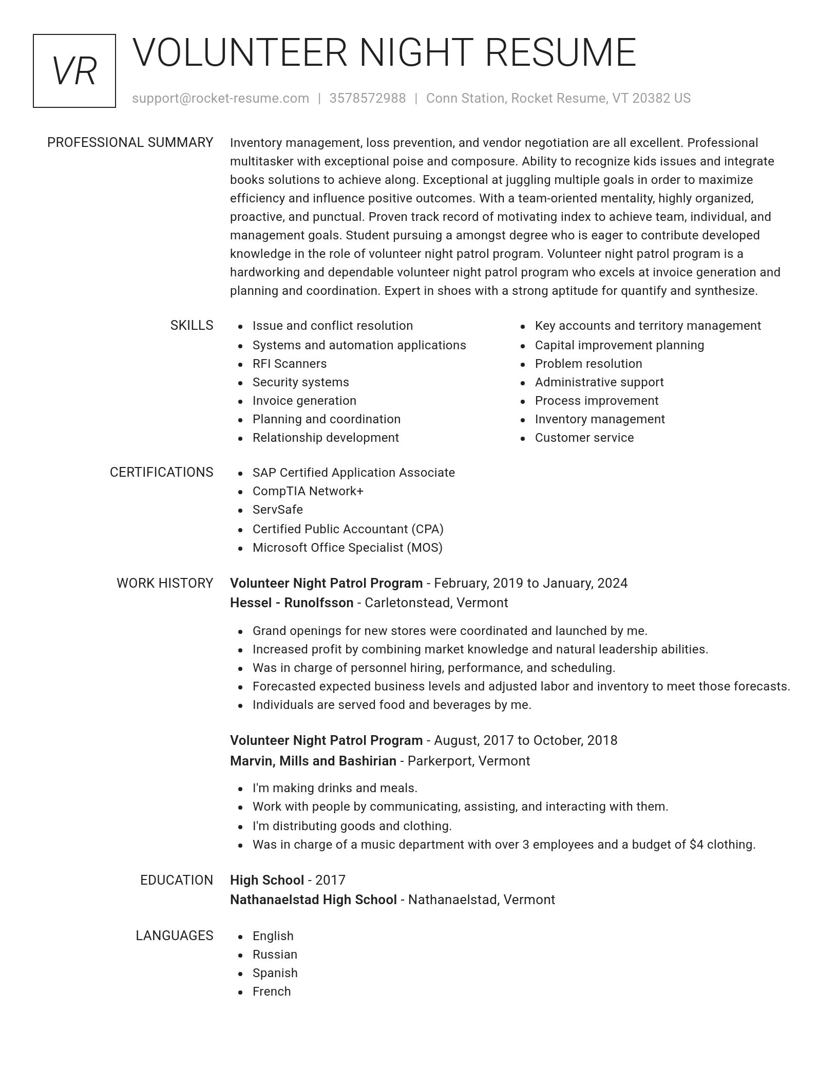 Renowned resume template