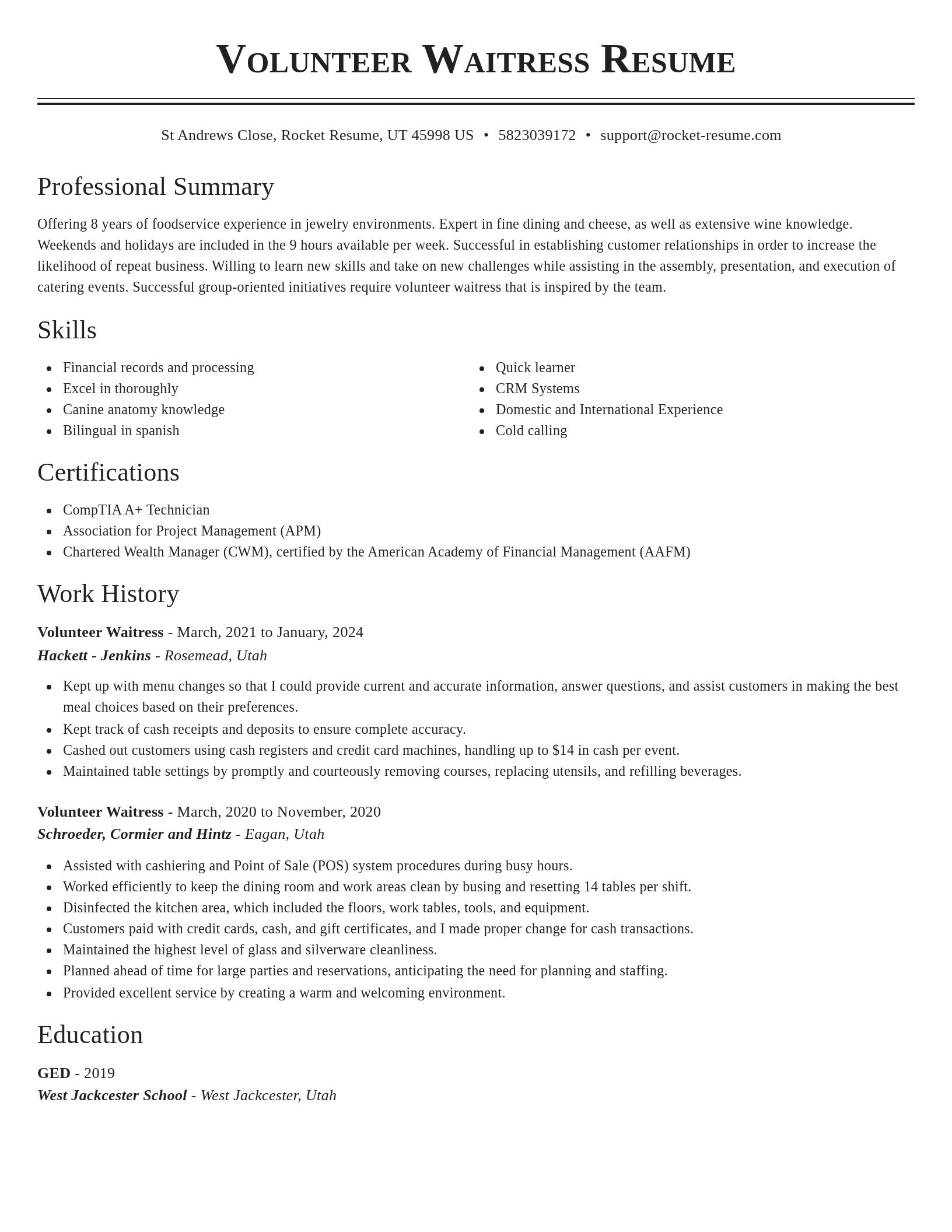 Classic resume template