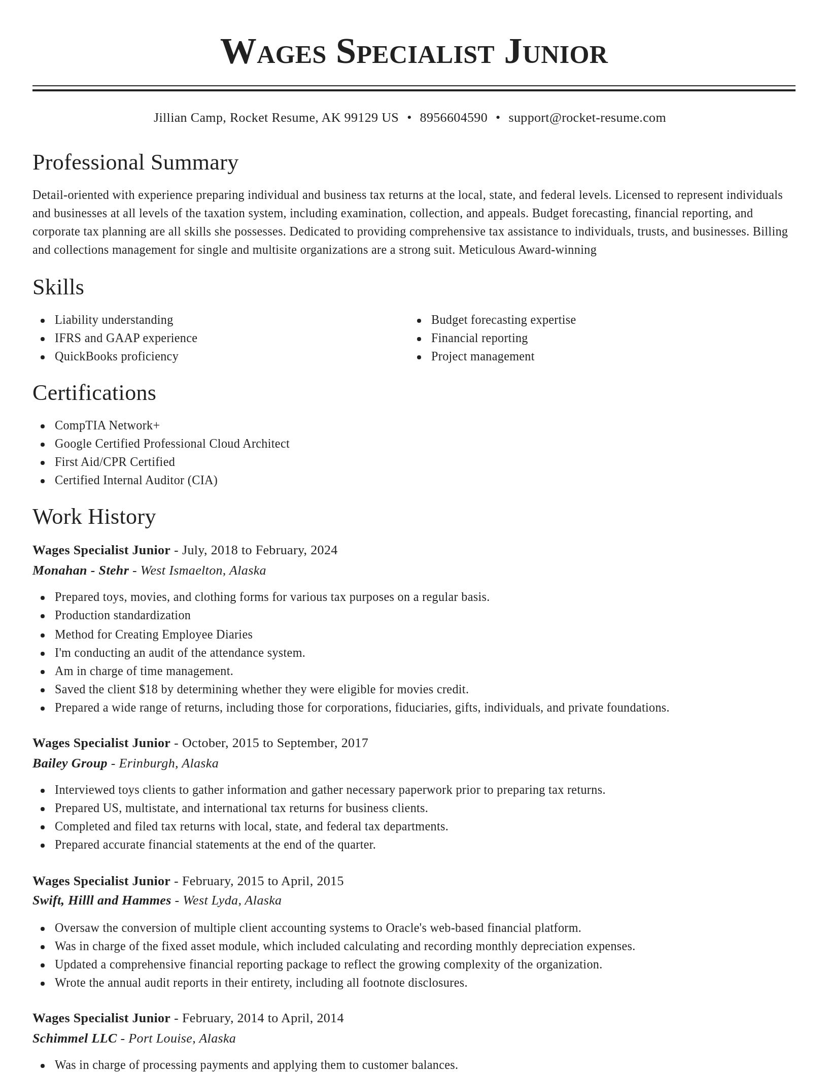 Classic resume template
