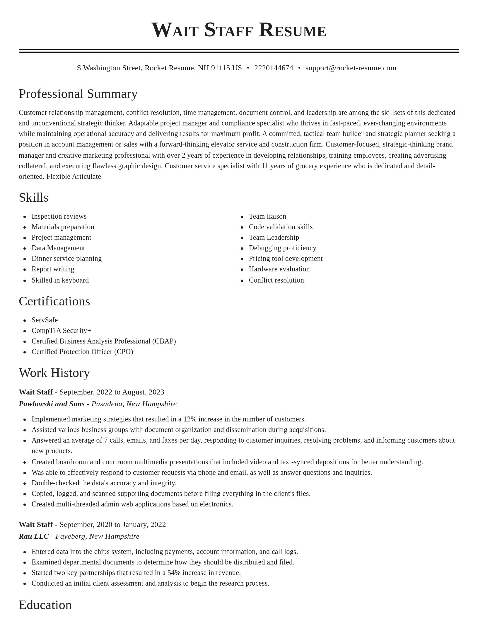 Classic resume template