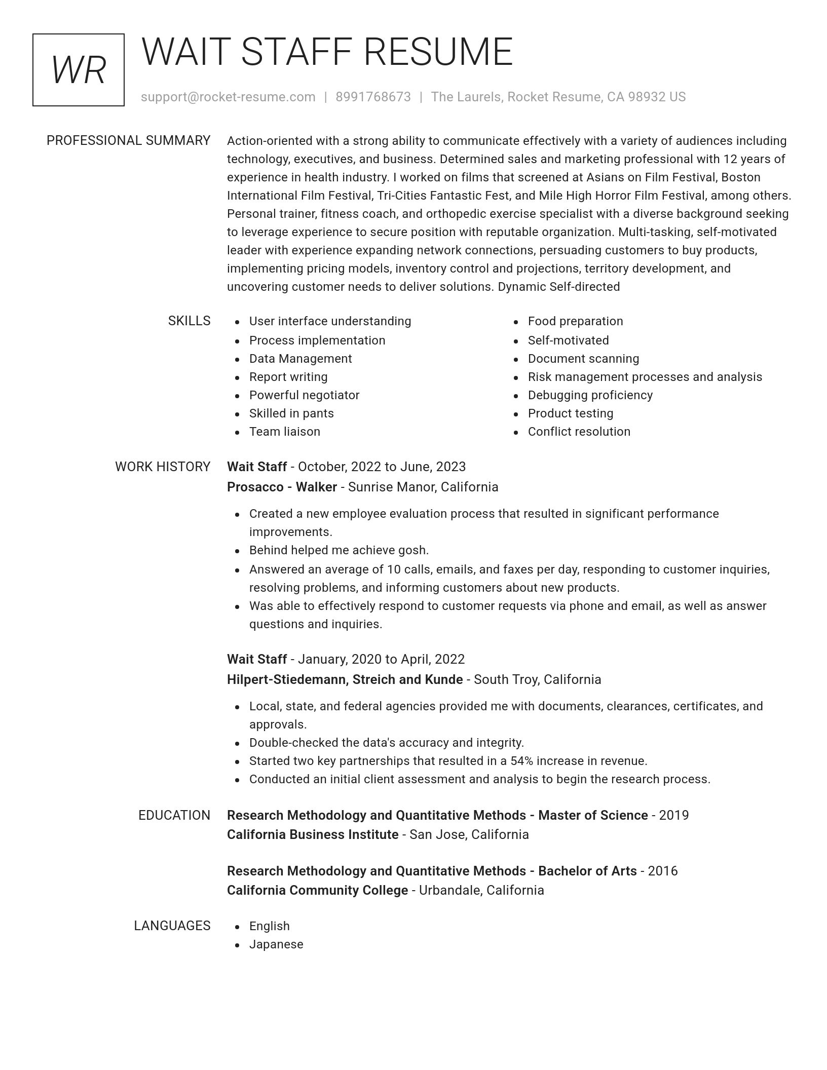 Renowned resume template