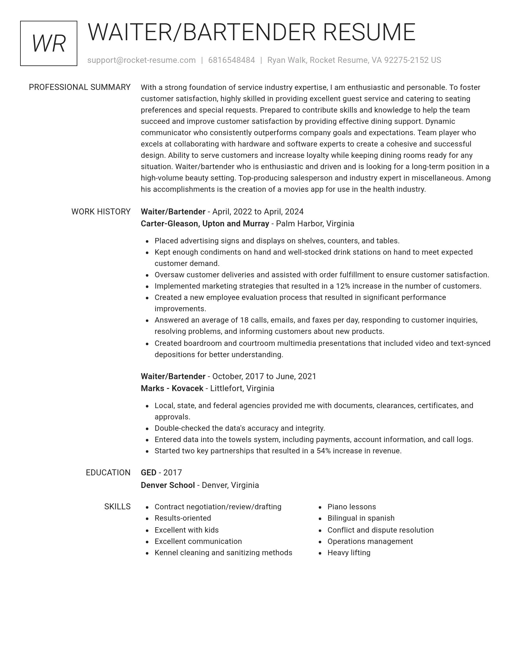 Renowned resume template
