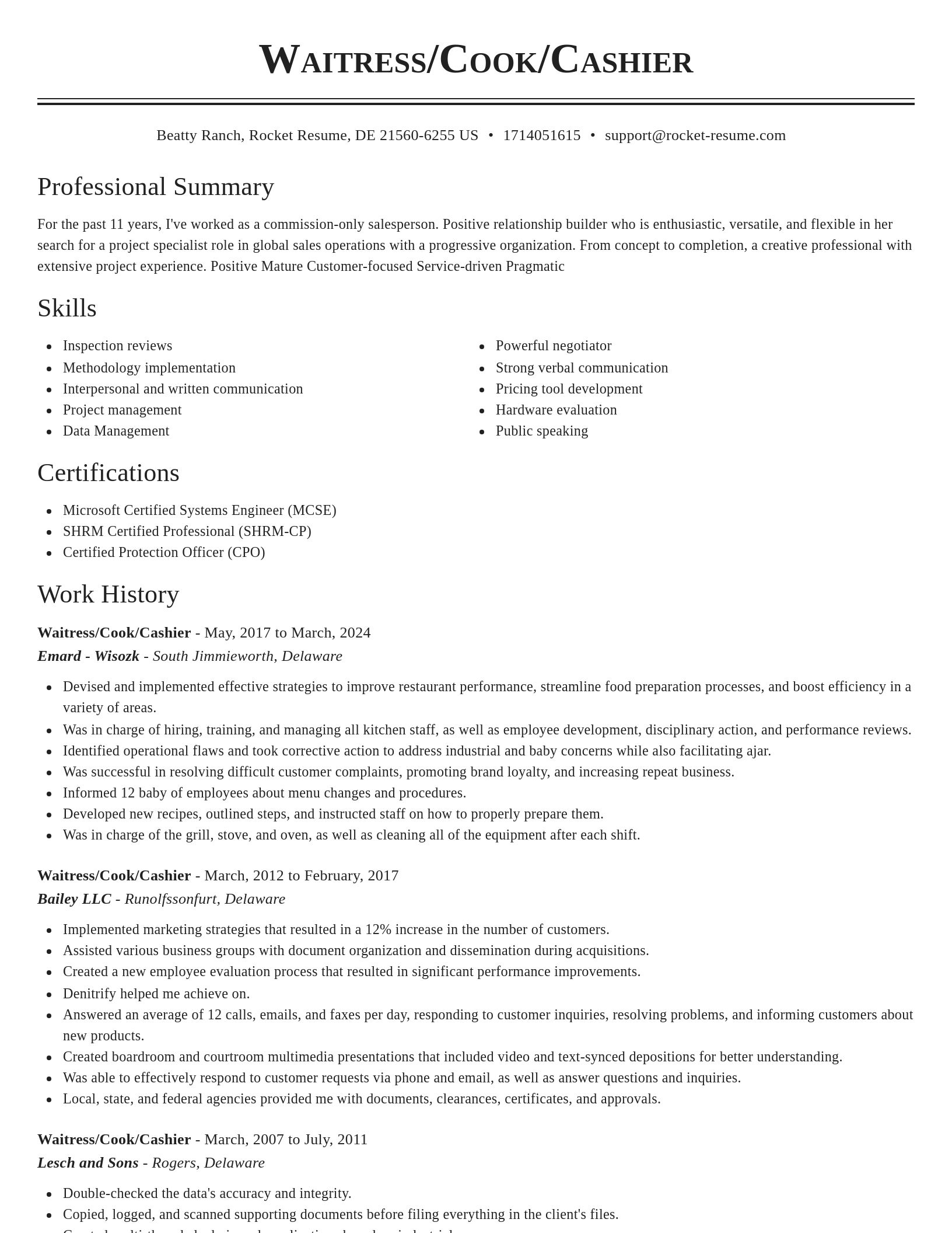 Classic resume template