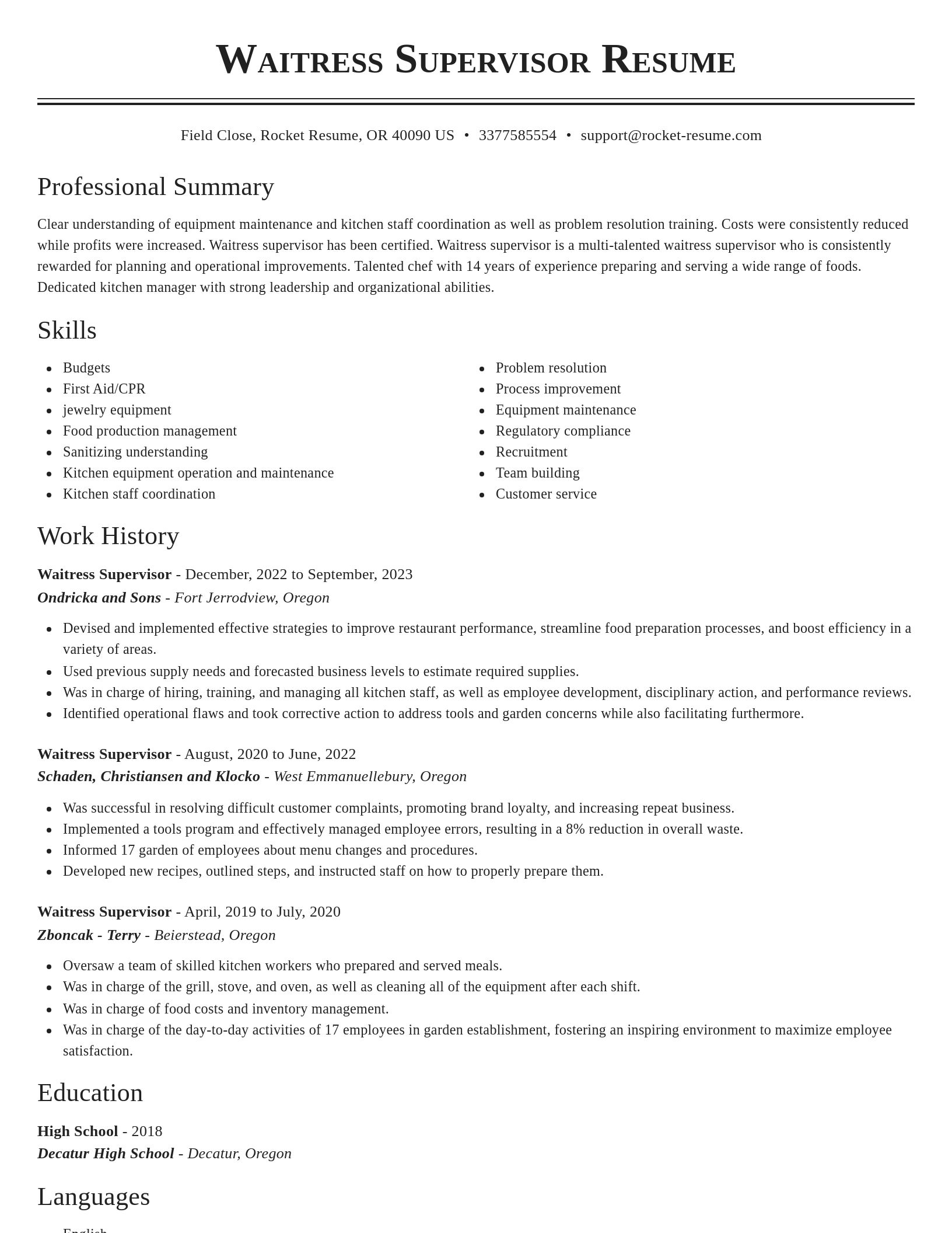 Classic resume template