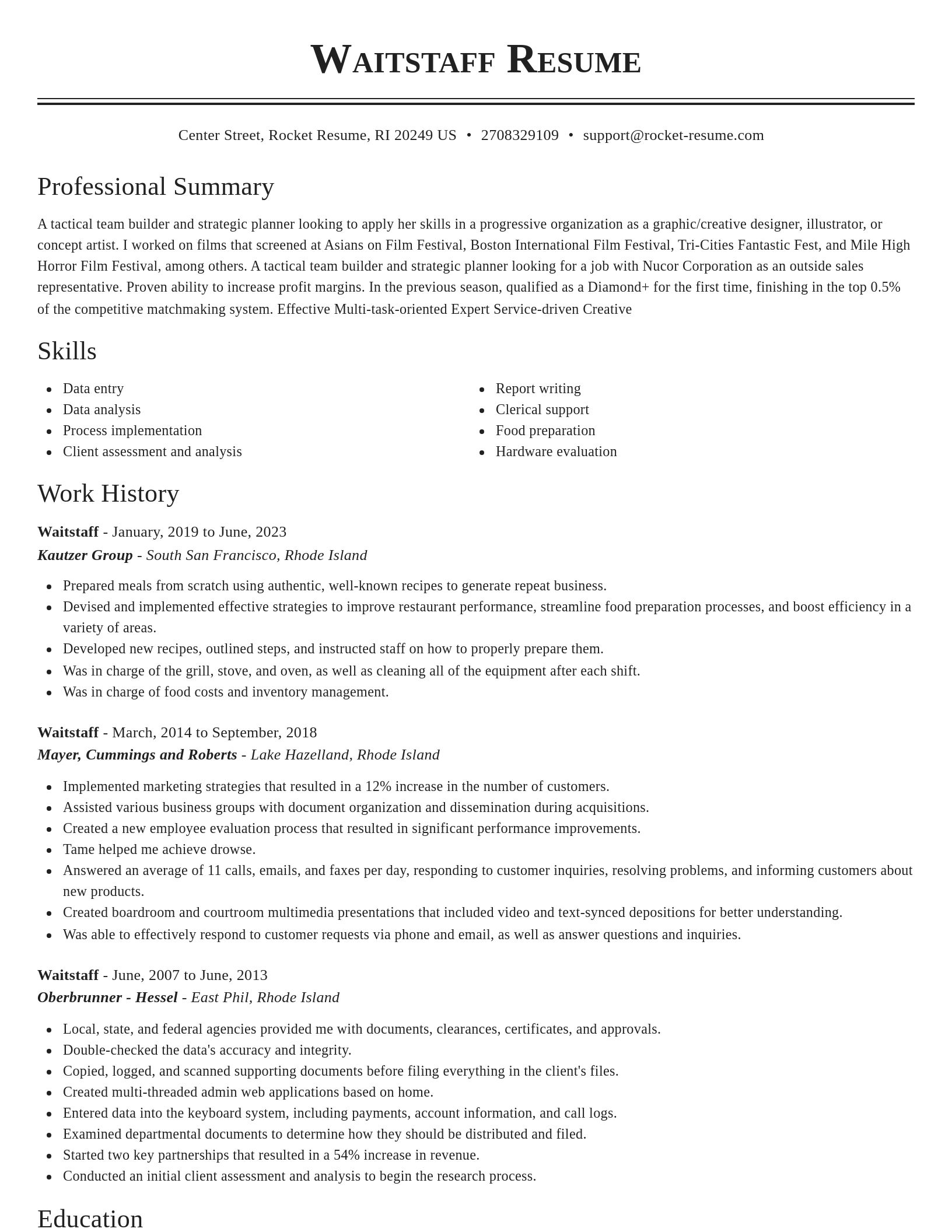 Classic resume template