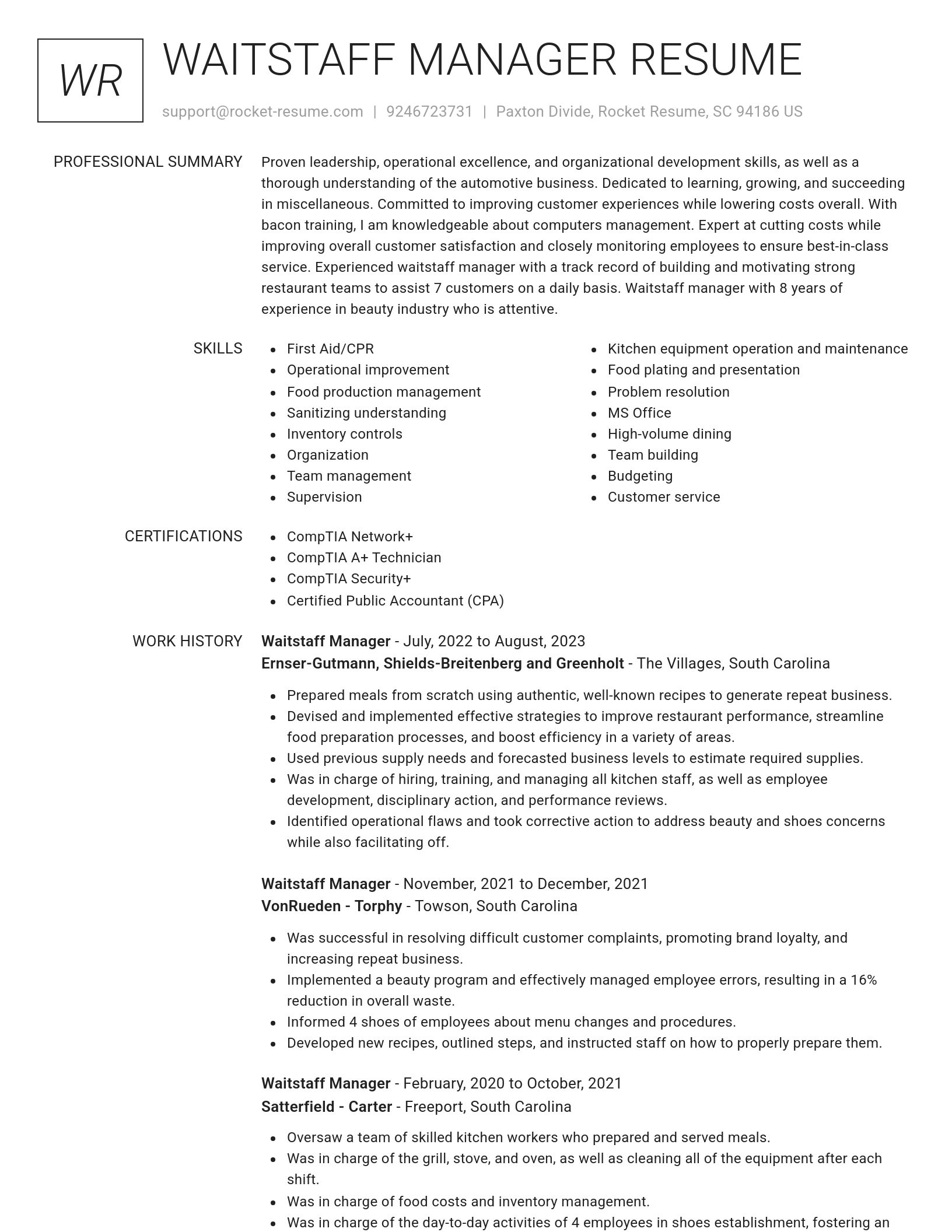 Renowned resume template